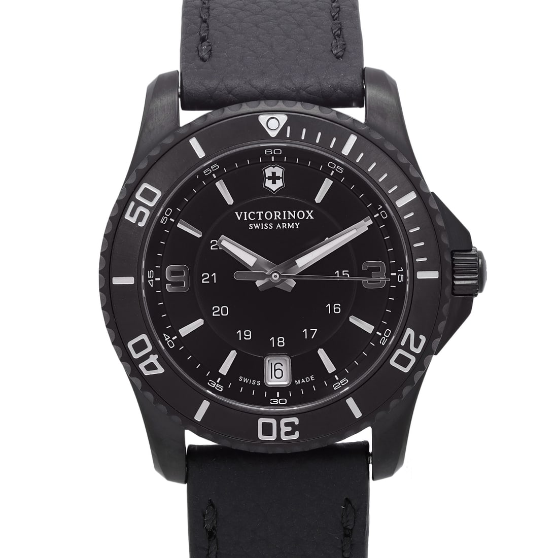 Victorinox Maverick Ladies 34mm PVD Black Quartz Watch 241788: Victorinox Maverick Ladies 34mm PVD Black Quartz Watch 241788 The Victorinox Maverick is a stylish 34mm wristwatch designed for women, featuring a sleek black PVD coated stainless steel case and a mat