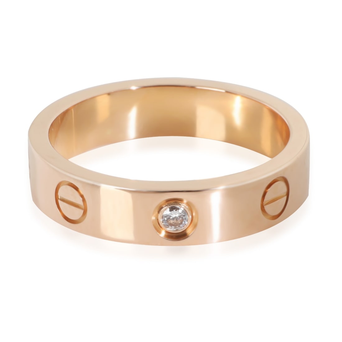 Cartier 18k Rose Gold Diamond Love Ring Small Model 0.02ct: Cartier 18k Rose Gold Diamond Love Ring Small Model 0.02ct This exquisite Cartier Rose Gold Diamond Small Model Love Ring features a classic round brilliant shape with a total diamond weight of 0.02 c