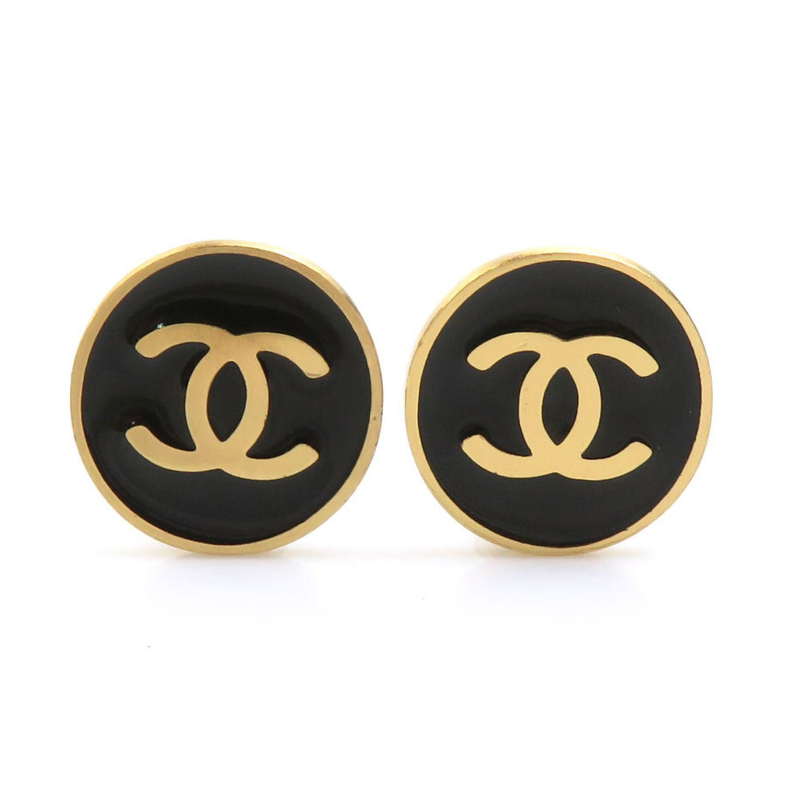 Black Gold Plated Chanel Coco Mark Brooch 2.2cm: Black Gold Plated Chanel Coco Mark Brooch 2.2cm This Chanel Coco Mark accessory features a black design with gold-plated material. It is suitable for women and was crafted in Italy. The piece shows sl