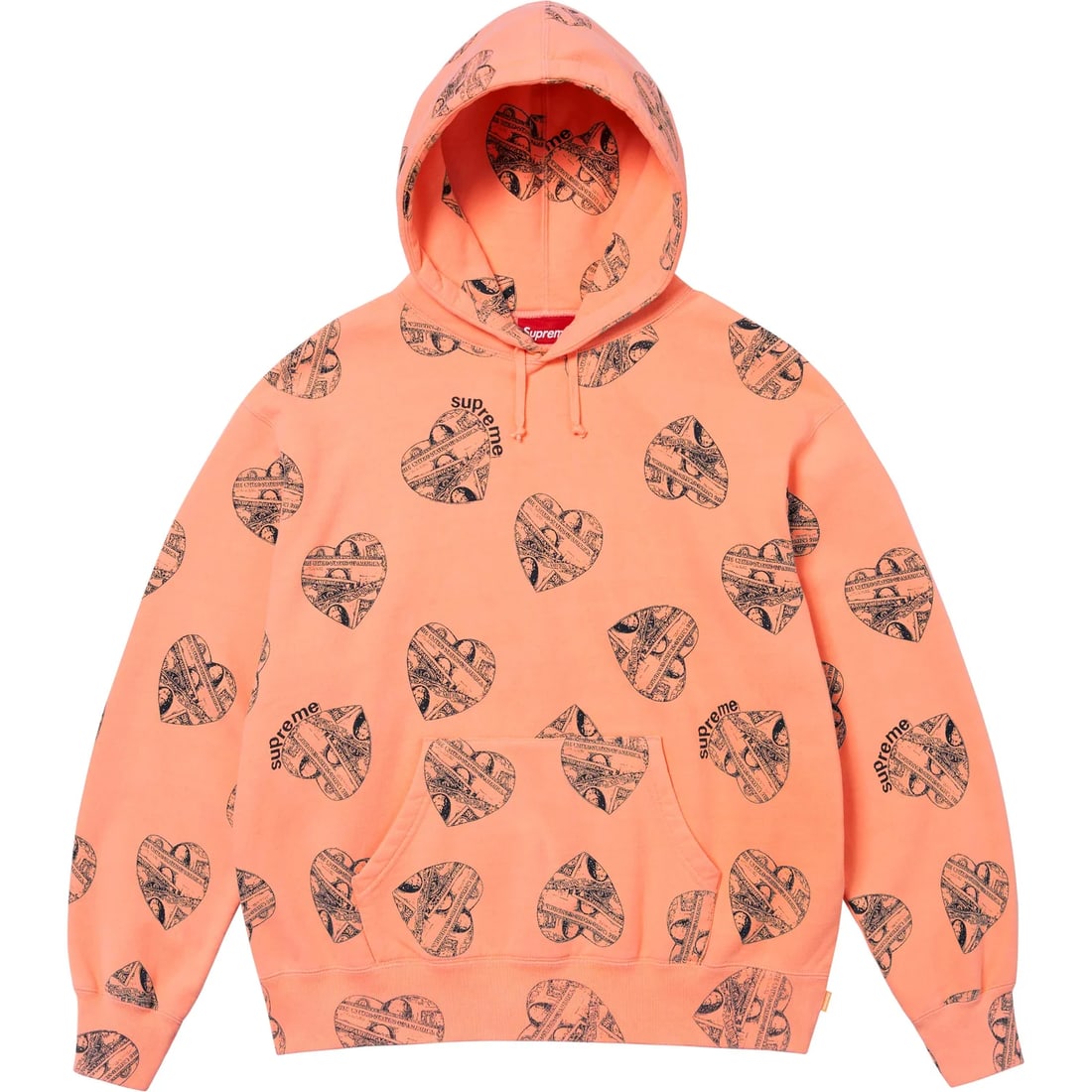 Love Cash design peach hoodie by Supreme in medium size (1 of 2)