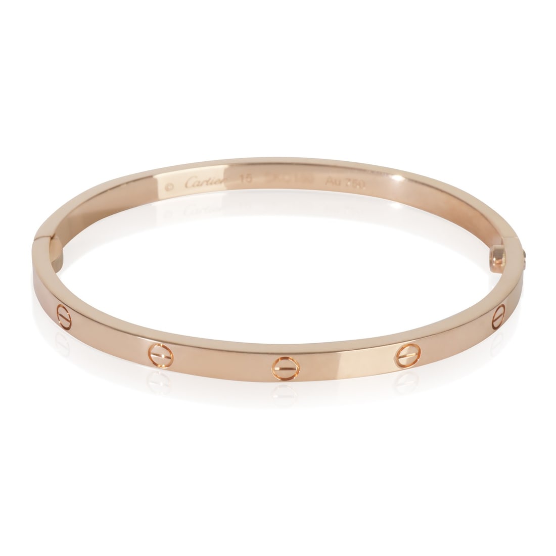 Cartier 18k Rose Gold Small Model Love Bracelet with Box and Papers: Cartier 18k Rose Gold Small Model Love Bracelet with Box and Papers Introducing the Cartier Rose Gold Small Model Love Bracelet, a timeless piece that embodies elegance and romance. Crafted from exqui