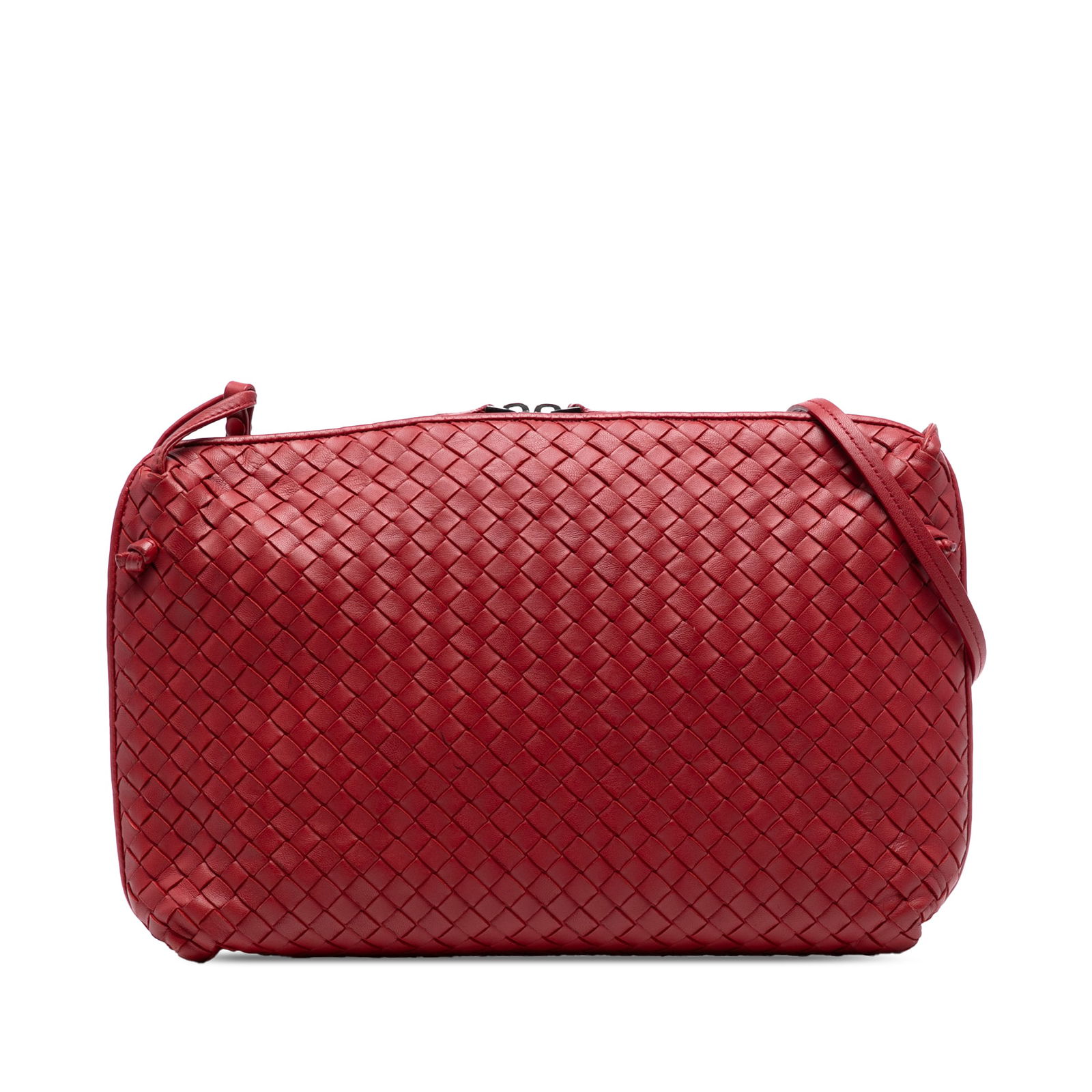 Bottega Veneta Large Red Nappa Intrecciato Nodini Crossbody Bag: Bottega Veneta Large Red Nappa Intrecciato Nodini Crossbody Bag Introducing the Bottega Veneta Large Nappa Intrecciato Nodini Crossbody, a stunning accessory crafted in Italy. This exquisite bag showc