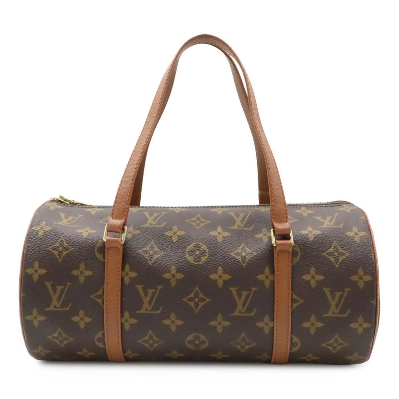 Louis Vuitton Papillon 30 Brown Canvas Handbag from France: Louis Vuitton Papillon 30 Brown Canvas Handbag from France The Louis Vuitton Papillon 30 is a classic handbag crafted from brown canvas. Designed for women, this model features a cylindrical silhouett