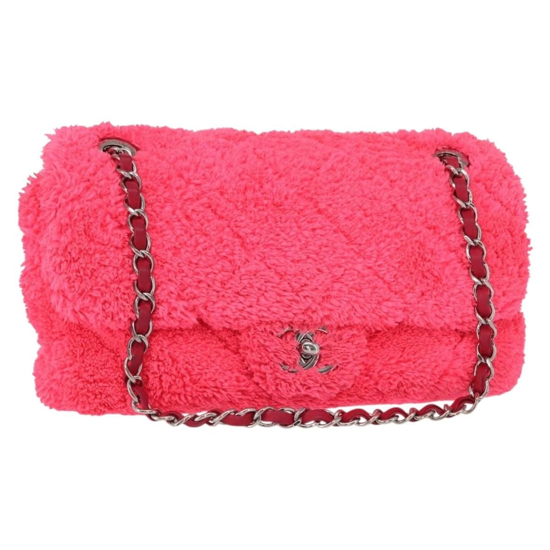 CHANEL Matelasse Pink Silver Chain Shoulder Bag Auth Italy: CHANEL Matelasse Pink Silver Chain Shoulder Bag Auth Italy This authentic CHANEL Matelasse 25 Chain Shoulder Bag combines luxury and style, crafted from high-quality pile material in a stunning pink a