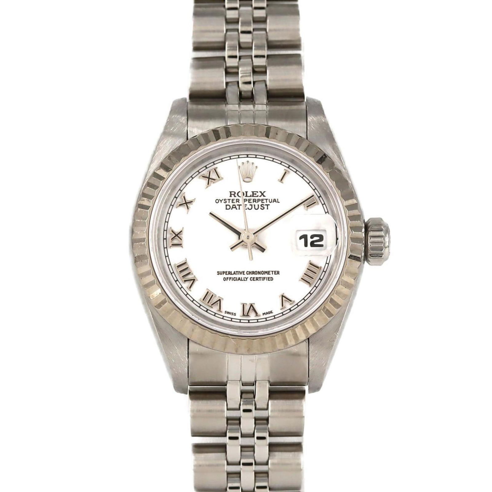 Rolex Lady DateJust Steel 26mm White Dial Swiss Watch (1 of 8)