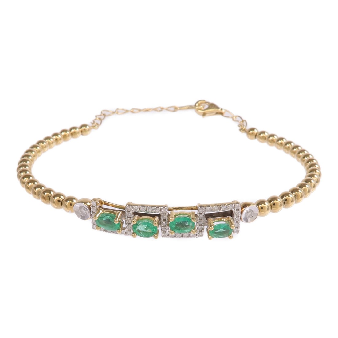 18K Yellow Gold Bracelet with Emerald and Diamond Accents (1 of 9)
