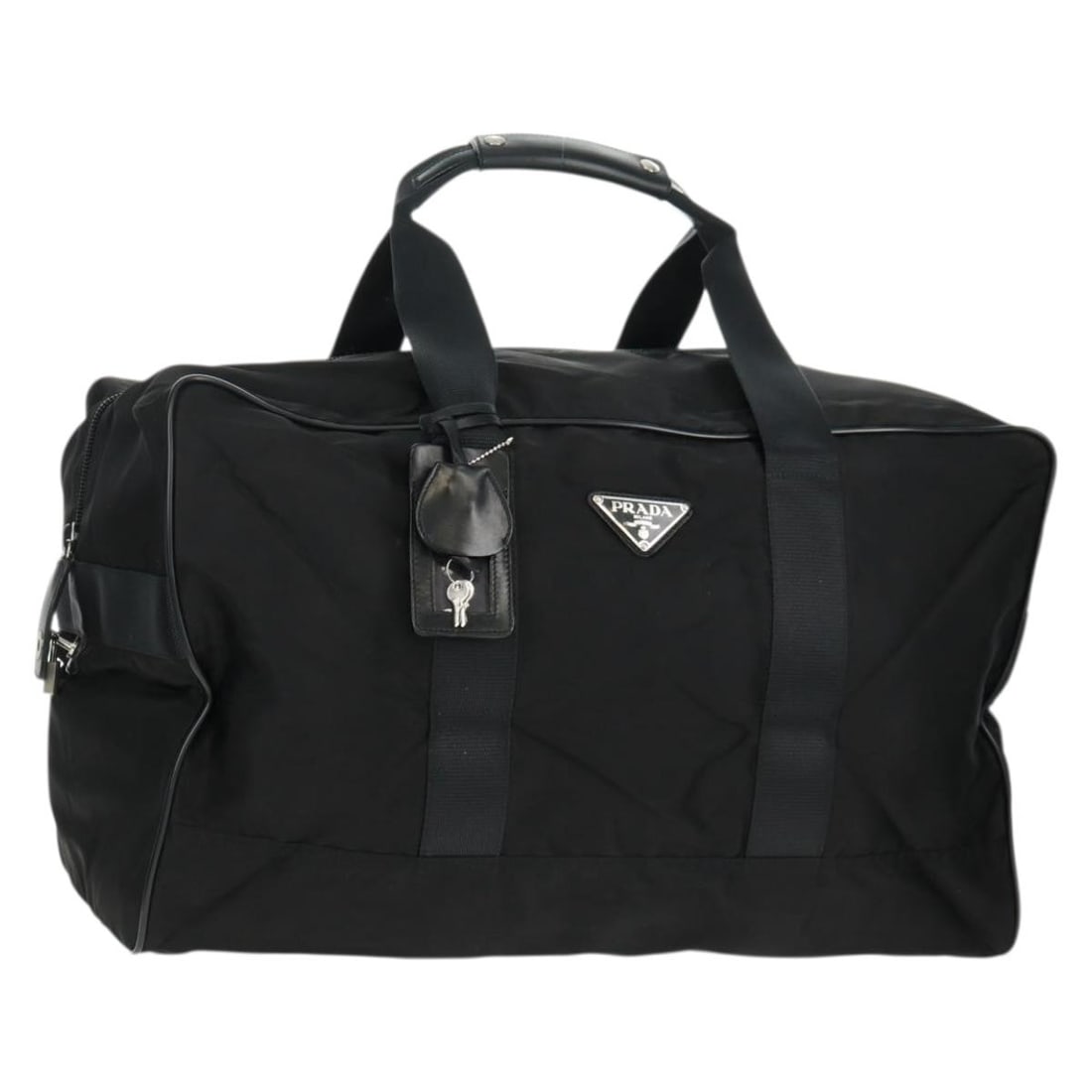 Black Nylon Prada Boston Bag with Silver Accents and Accessories (1 of 18)