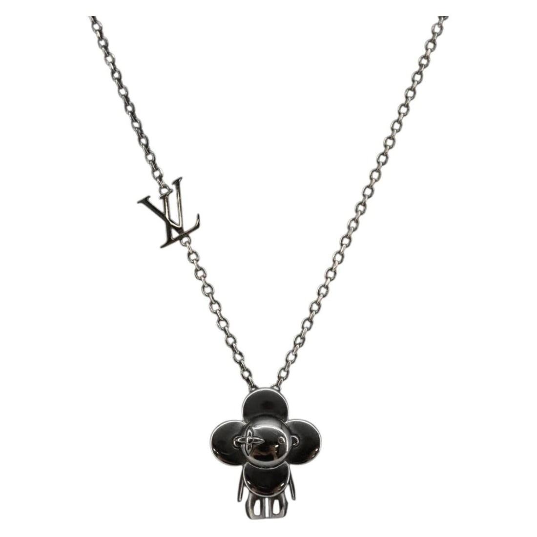 LOUIS VUITTON Vivienne Black Metal Pendant Necklace M00831 Italy Auth (1 of 16)
