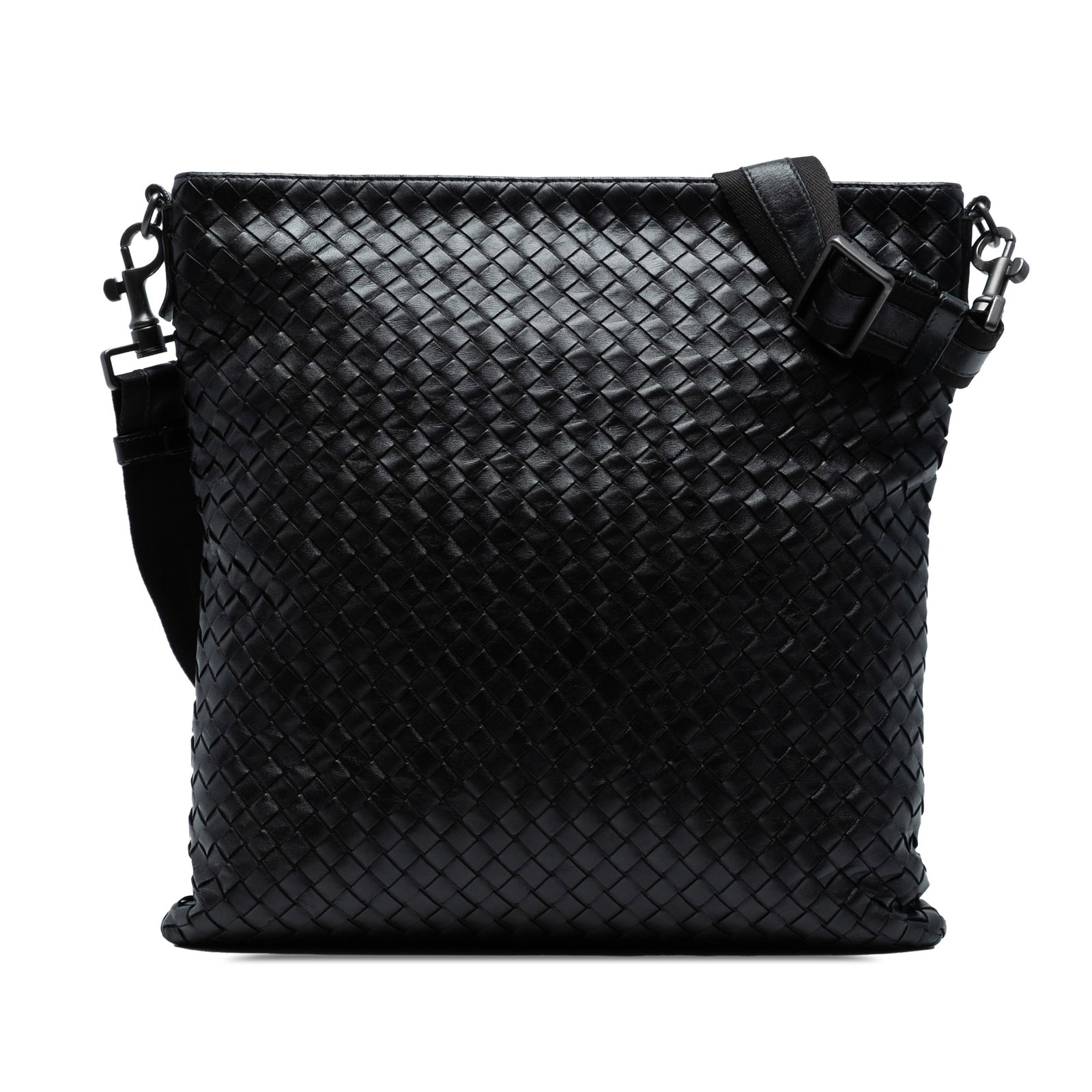 Bottega Veneta Nappa Intrecciato VN Black Leather Crossbody Bag: Bottega Veneta Nappa Intrecciato VN Black Leather Crossbody Bag The Bottega Veneta Nappa Intrecciato VN Crossbody bag is a stylish accessory crafted from woven leather, showcasing a sophisticated blac