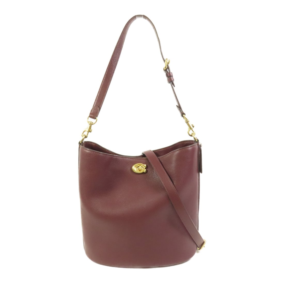 Coach Willow Red Calfskin Leather Bucket Shoulder Bag with Gold Hardware (1 of 15)