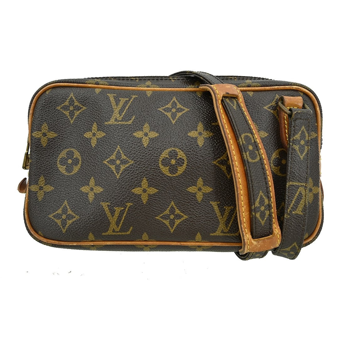 Louis Vuitton Marly Bandouliere Monogram Mini Crossbody Bag M51828: Louis Vuitton Marly Bandouliere Monogram Mini Crossbody Bag M51828 This Louis Vuitton Marly Bandouliere mini shoulder bag features the iconic monogram pattern on brown leather with a brown canvas lini
