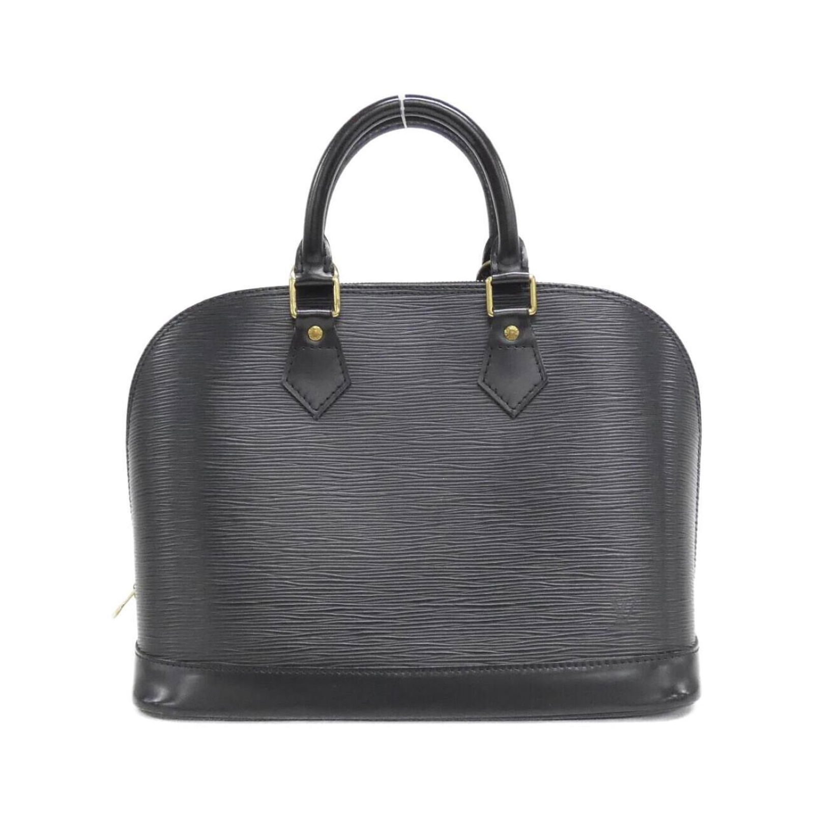 Louis Vuitton Alma Black Leather Satchel Handbag from France: Louis Vuitton Alma Black Leather Satchel Handbag from France This Louis Vuitton Alma handbag features a classic black leather exterior and is designed for women. Made in France, it showcases a structu