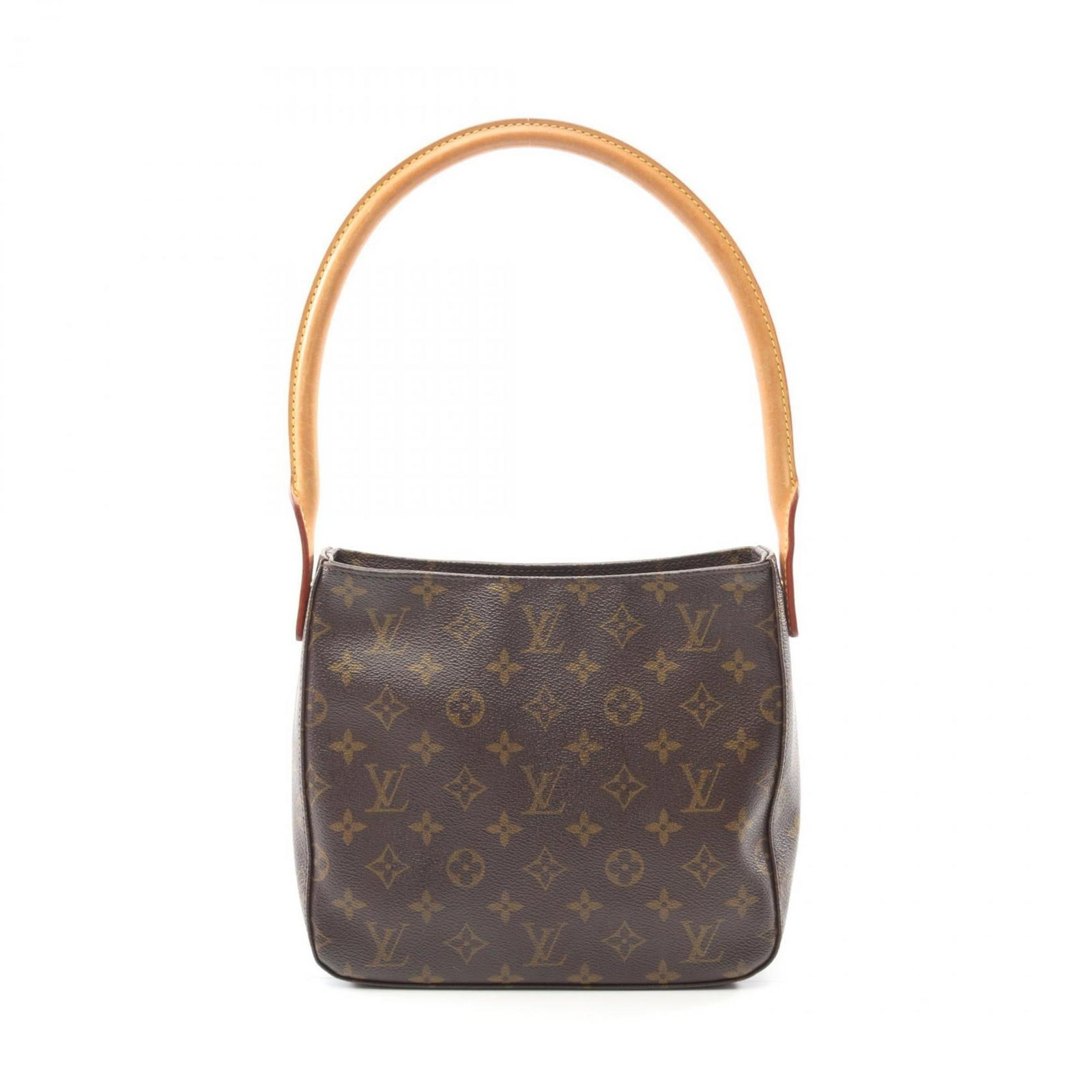 Brown Canvas Louis Vuitton Looping MM Shoulder Bag: Brown Canvas Louis Vuitton Looping MM Shoulder Bag The Louis Vuitton Looping MM is a women's handbag crafted from brown canvas. This bag features a spacious interior and a sturdy handle, making it sui