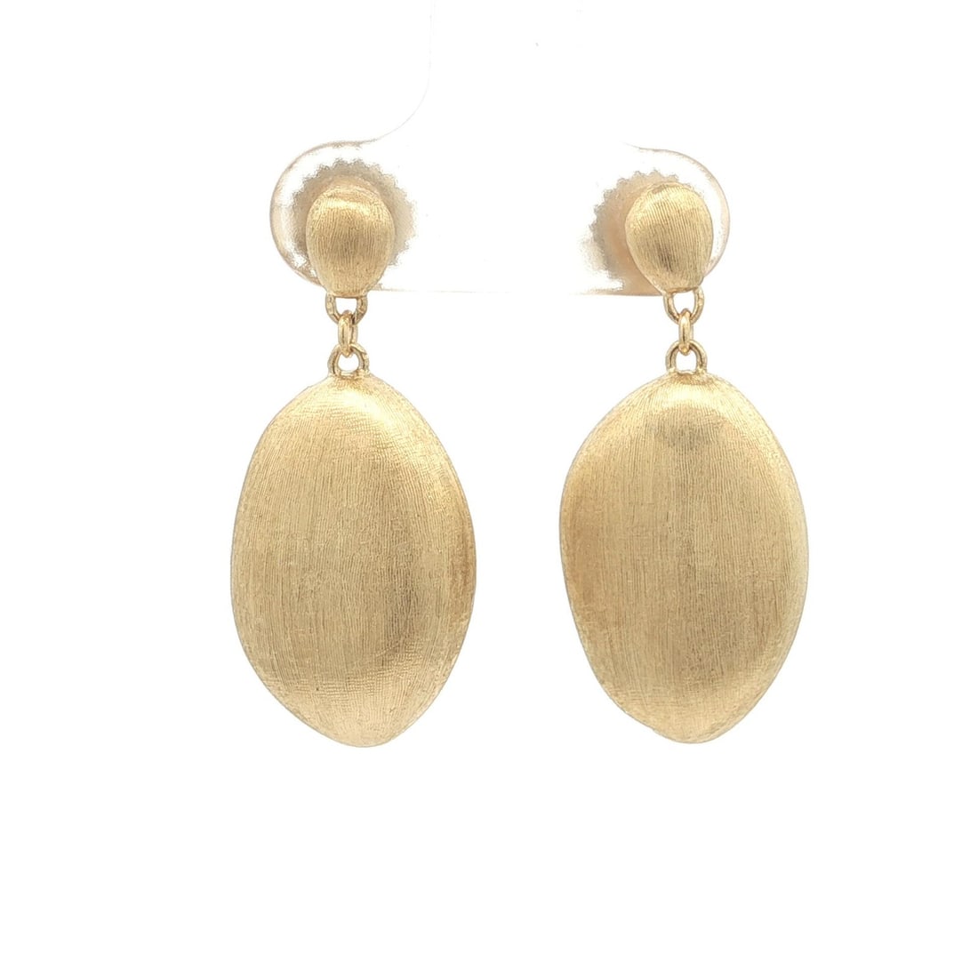 Marco Bicego 18k Yellow Gold Brushed Siviglia Dangle Earrings: Marco Bicego 18k Yellow Gold Brushed Siviglia Dangle Earrings These stunning Marco Bicego Siviglia Dangle Bean Drop Earrings combine elegance with a contemporary design. Crafted from solid 18k yellow