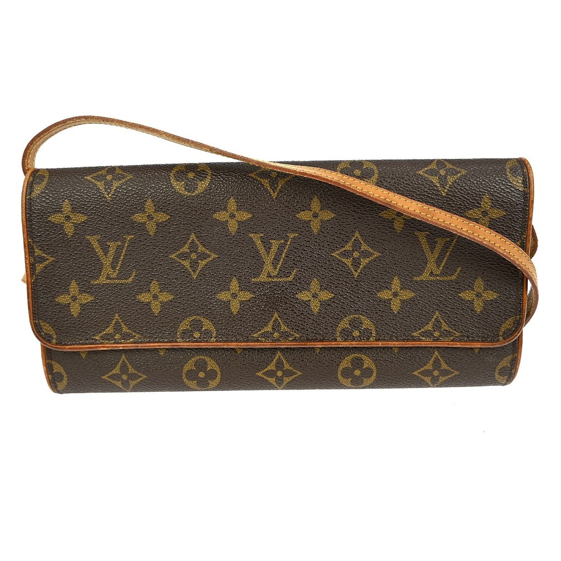 Louis Vuitton Pochette Twin GM Monogram Canvas Crossbody Bag M51852: Louis Vuitton Pochette Twin GM Monogram Canvas Crossbody Bag M51852 This Louis Vuitton Monogram Pochette Twin GM bag features the classic Monogram canvas leather exterior with a brown color scheme. Th