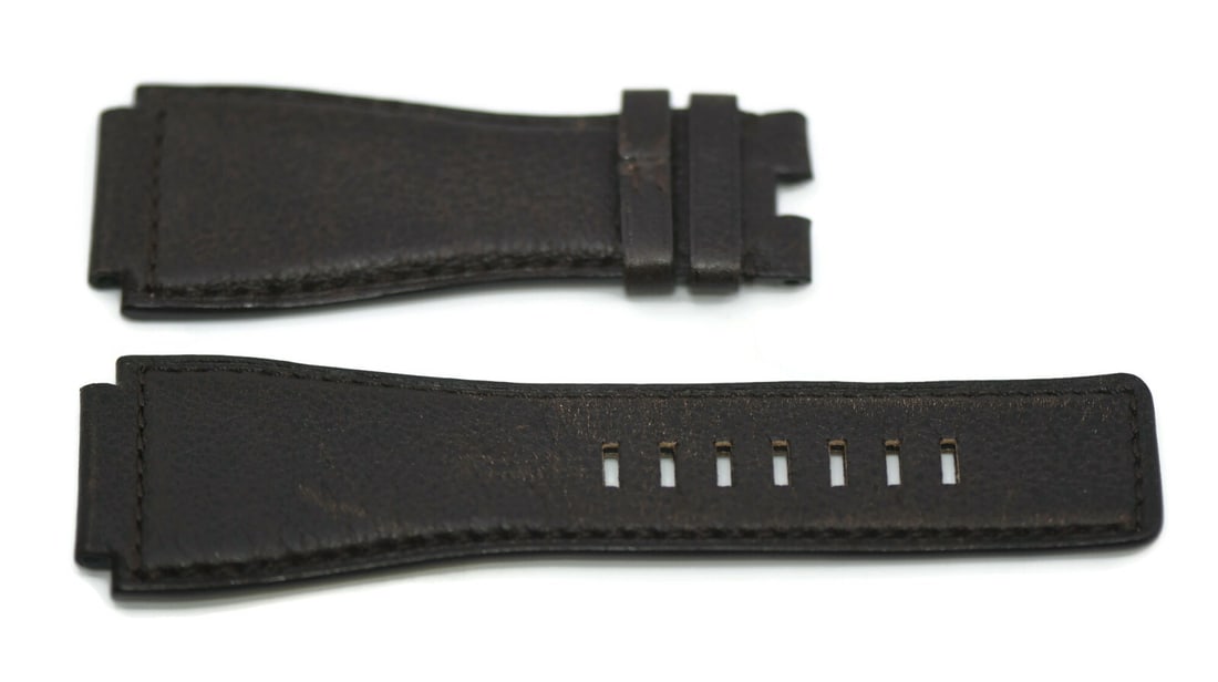 Bell & Ross Authentic Brown Leather Two-Piece Watch Strap 24mm (1 of 2)