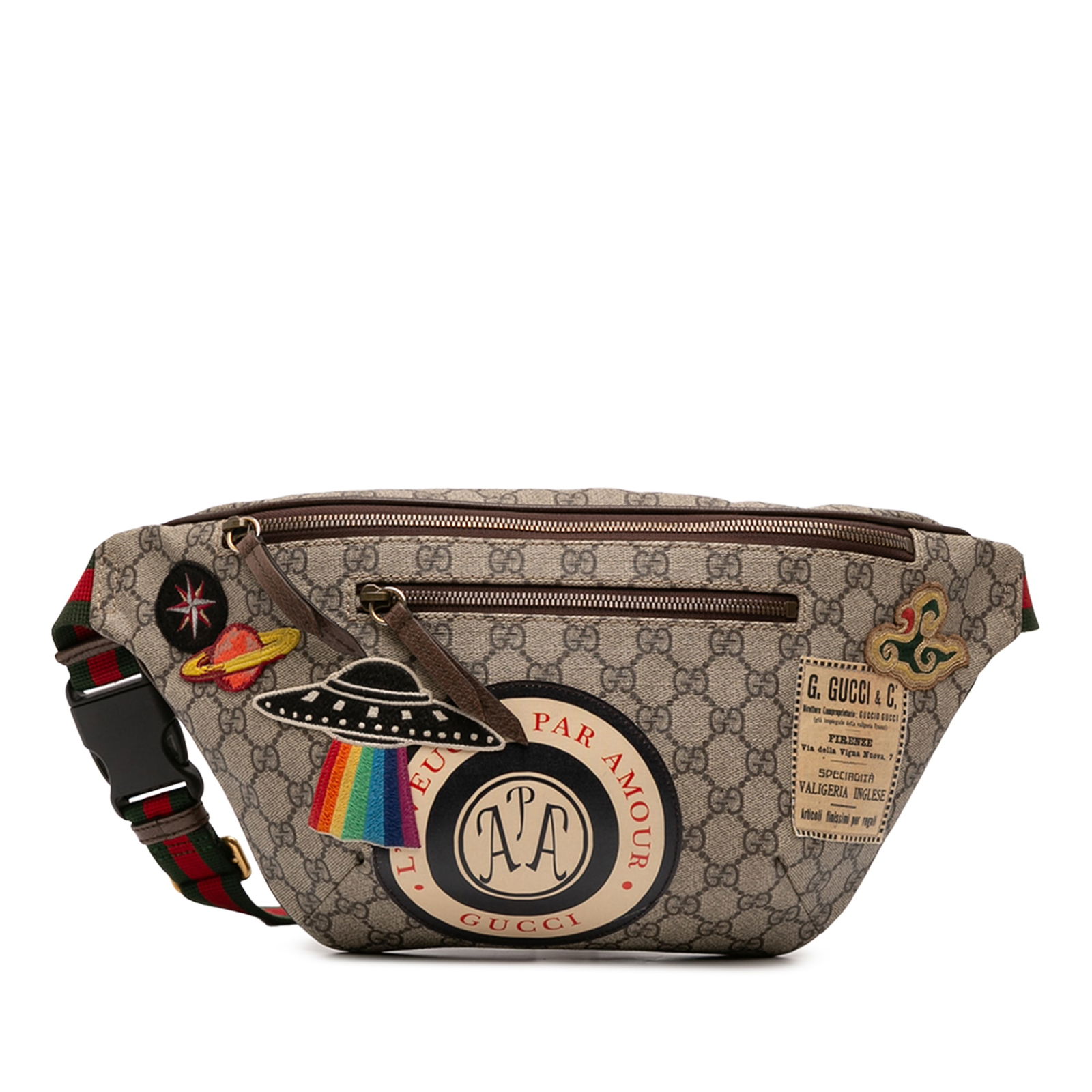 Gucci GG Supreme Courrier Brown Belt Bag with Adjustable Strap: Gucci GG Supreme Courrier Brown Belt Bag with Adjustable Strap The Gucci GG Supreme Courrier Belt Bag is a stylish accessory made from durable coated canvas in a rich brown color. It features an adjus