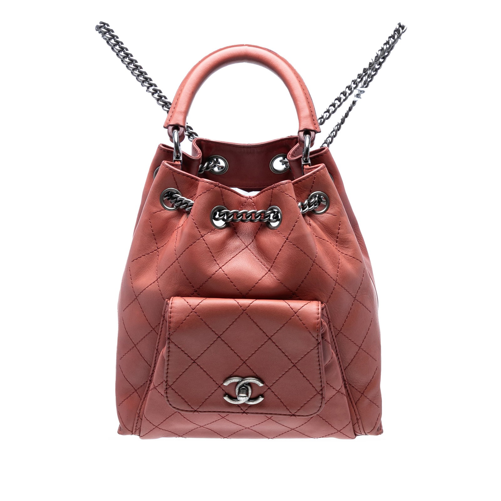 Chanel Medium Calfskin Drawstring Backpack Red Luxury Bag (1 of 8)