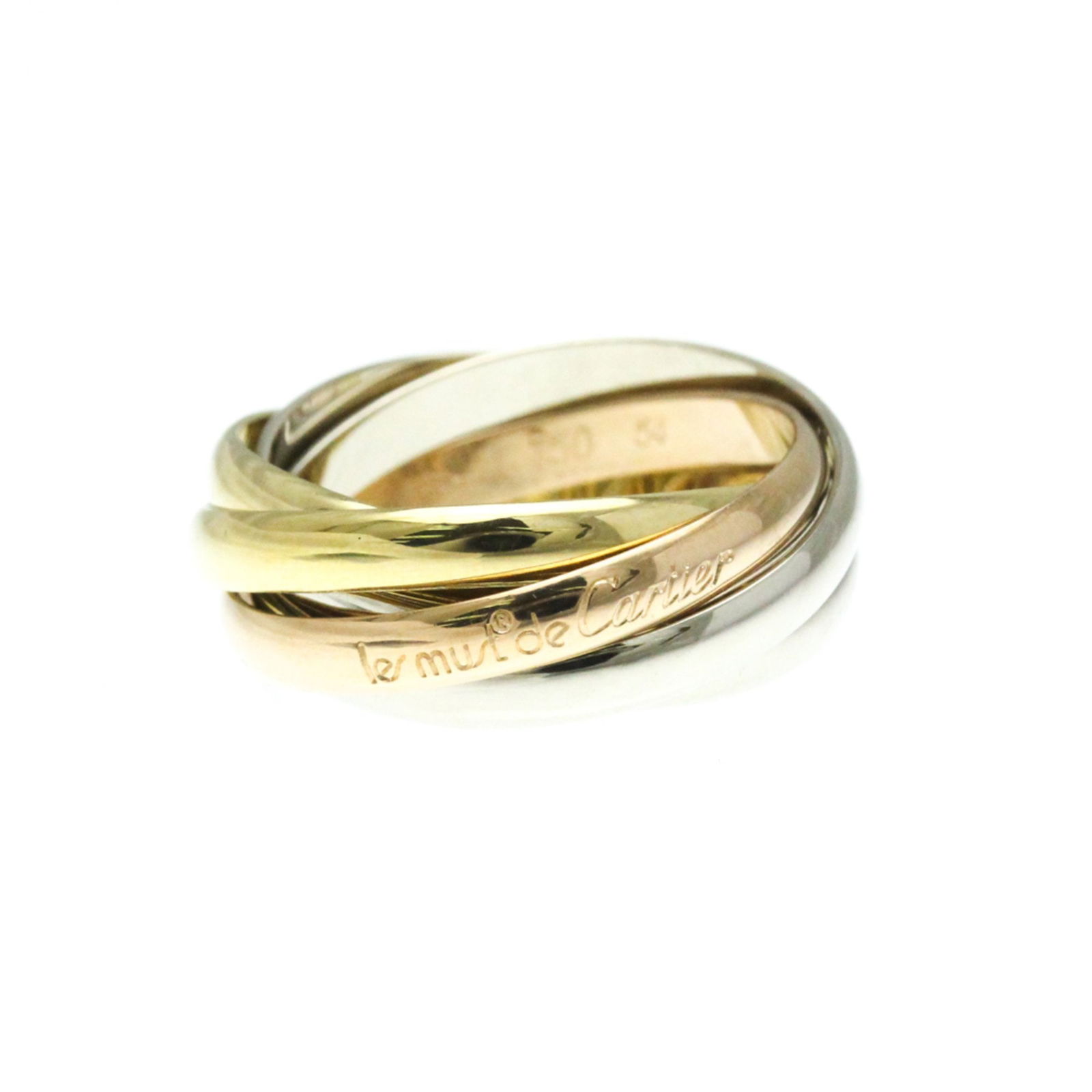 Yellow Gold Cartier Trinity Ring 7-7.5 Italy: Yellow Gold Cartier Trinity Ring 7-7.5 Italy This Cartier Trinity ring features a classic design crafted from yellow gold. The ring is sized between 7 and 7.5, with a width of 2.8mm and a weight of 9.