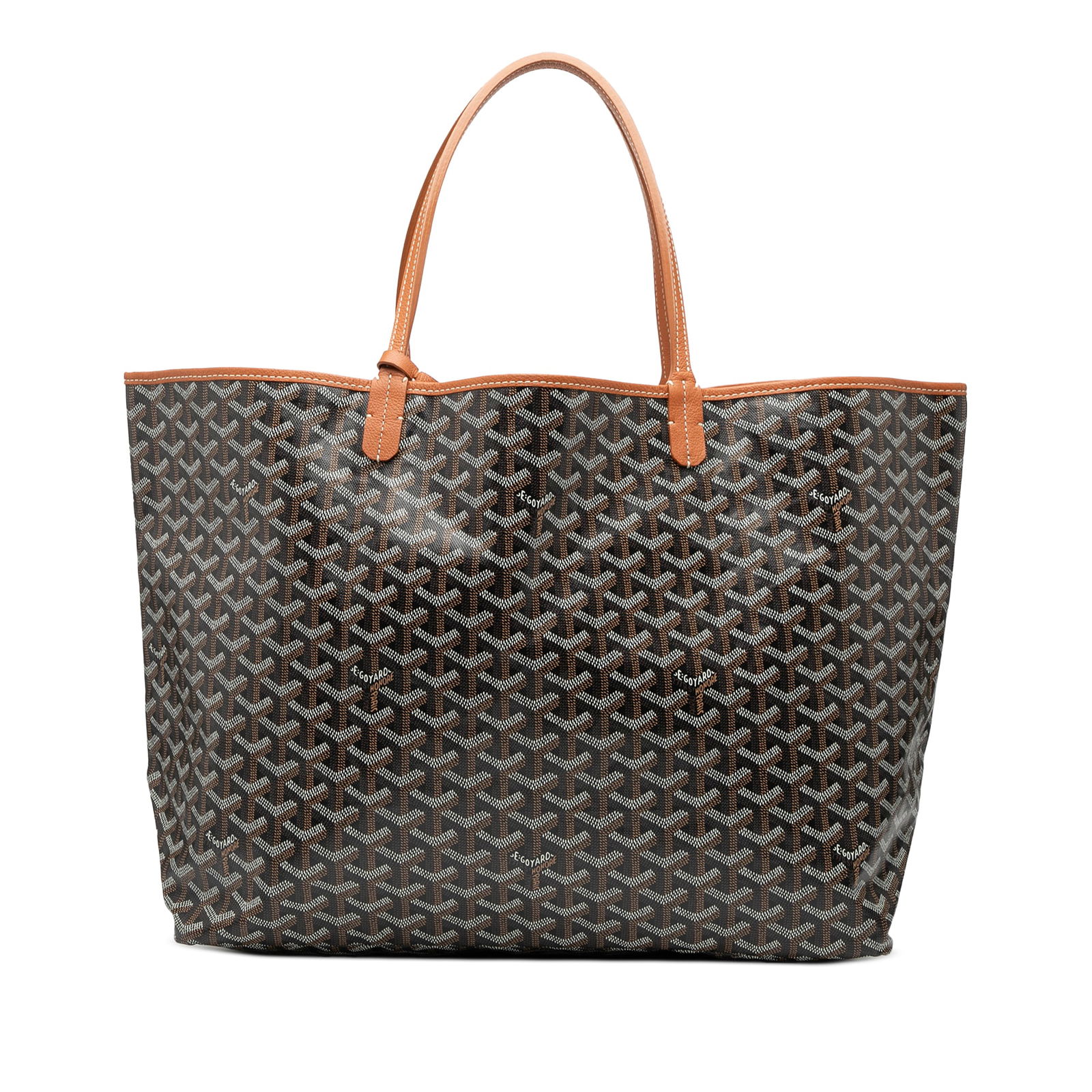 Goyard Saint Louis GM Black Tote with Detachable Pouch: Goyard Saint Louis GM Black Tote with Detachable Pouch The Saint Louis GM features a coated canvas exterior with flat leather handles and an open top. It includes a detachable flap pouch for added con