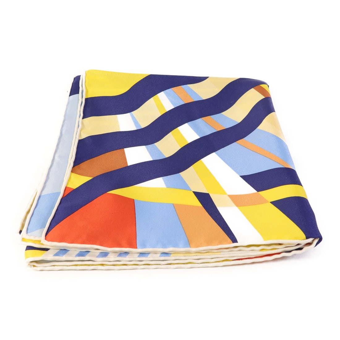 HERMES Multicolor Silk Scarf 90x90 Made in France: HERMES Multicolor Silk Scarf 90x90 Made in France This exquisite HERMES scarf features a vibrant multicolor design, expertly crafted from luxurious silk. The scarf measures 90x90 cm, making it a versa