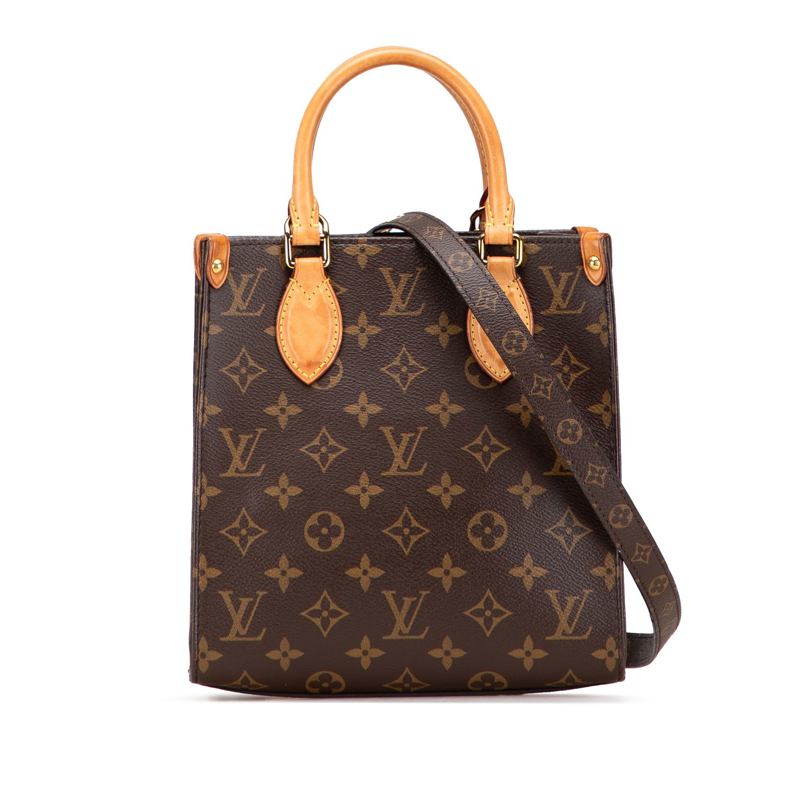 Louis Vuitton Monogram Sac Plat BB Brown Bag with Vachetta Trim: Louis Vuitton Monogram Sac Plat BB Brown Bag with Vachetta Trim The Louis Vuitton Monogram Sac Plat BB is a stylish and versatile bag crafted from durable monogram canvas, enhanced with luxurious vach