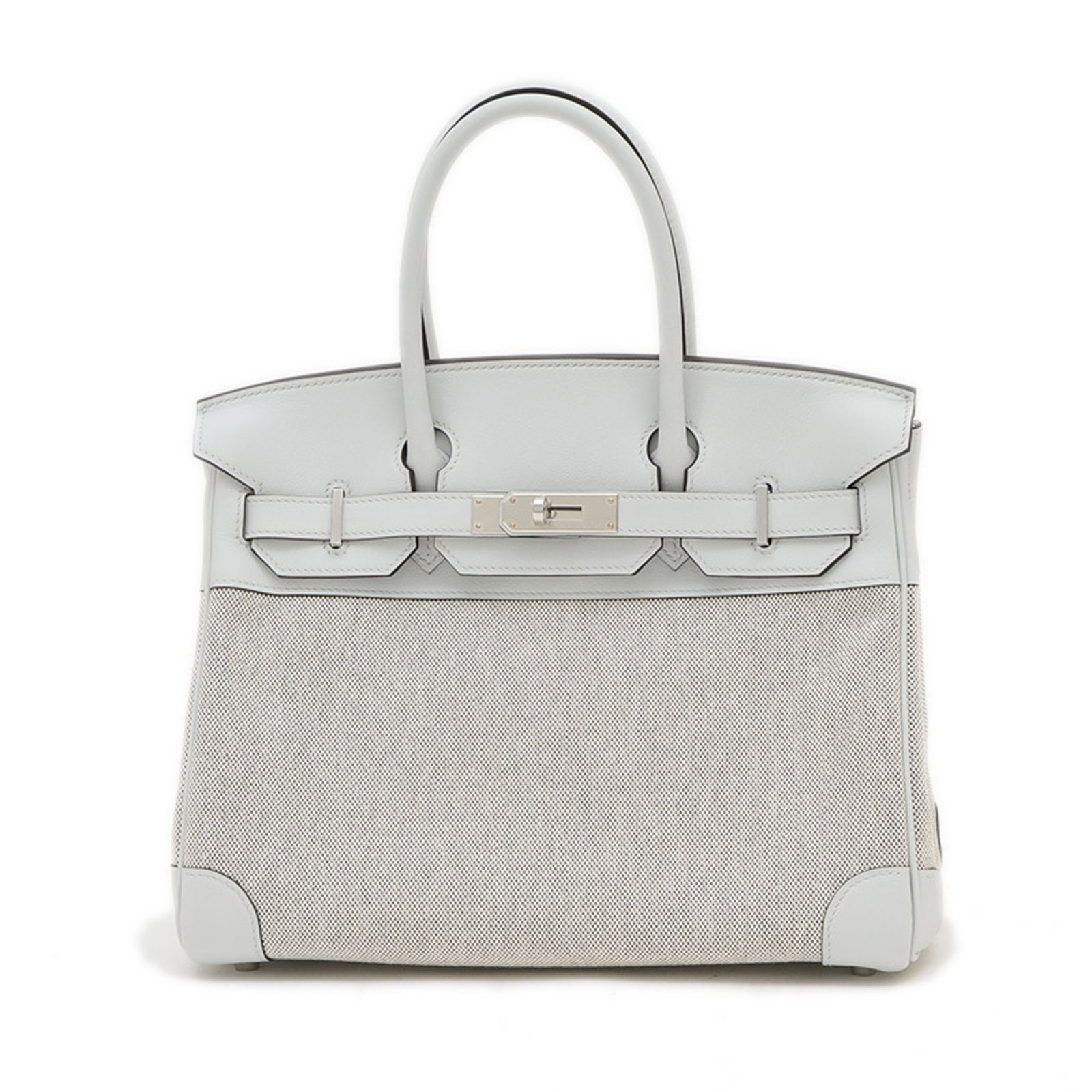 Gray Leather Birkin 30 Handbag by Hermes France: Gray Leather Birkin 30 Handbag by Hermes France This Hermes Birkin 30 handbag features a classic gray leather exterior and is designed for women. Crafted in France, it offers an elegant silhouette wit