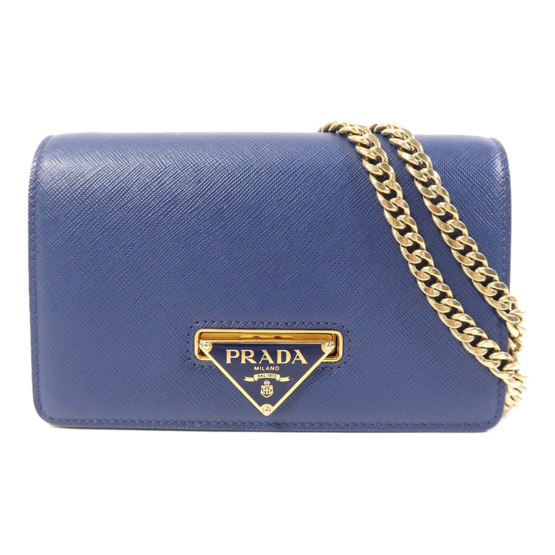 Blue Calfskin Prada 1BH133 Shoulder Bag with Gold Hardware (1 of 16)