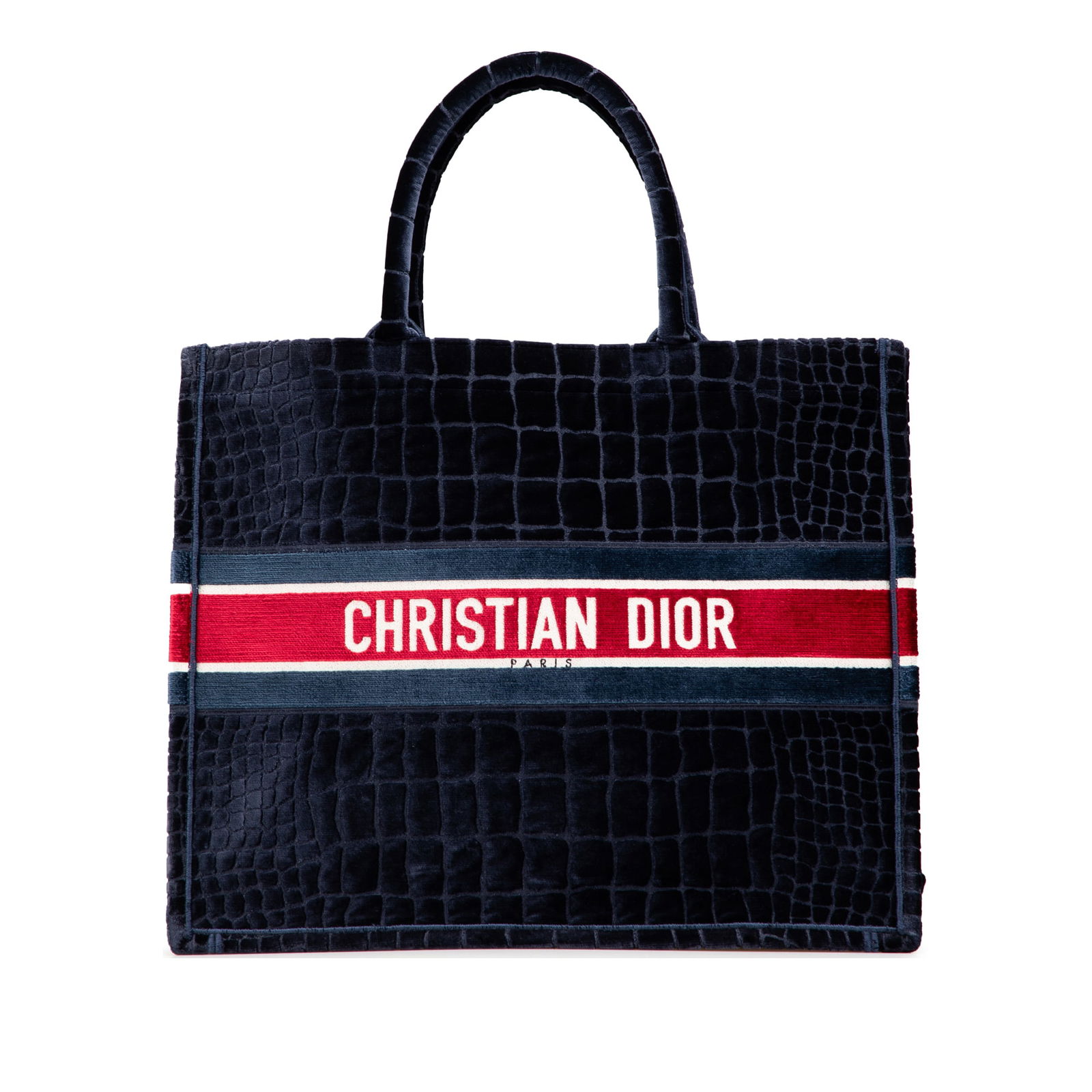 Dior Large Blue Velvet Embossed Book Tote Italy: Dior Large Blue Velvet Embossed Book Tote Italy Introducing the Dior Large Velvet Embossed Book Tote, a stunning accessory that combines luxury with functionality. This tote features a soft velvet bod