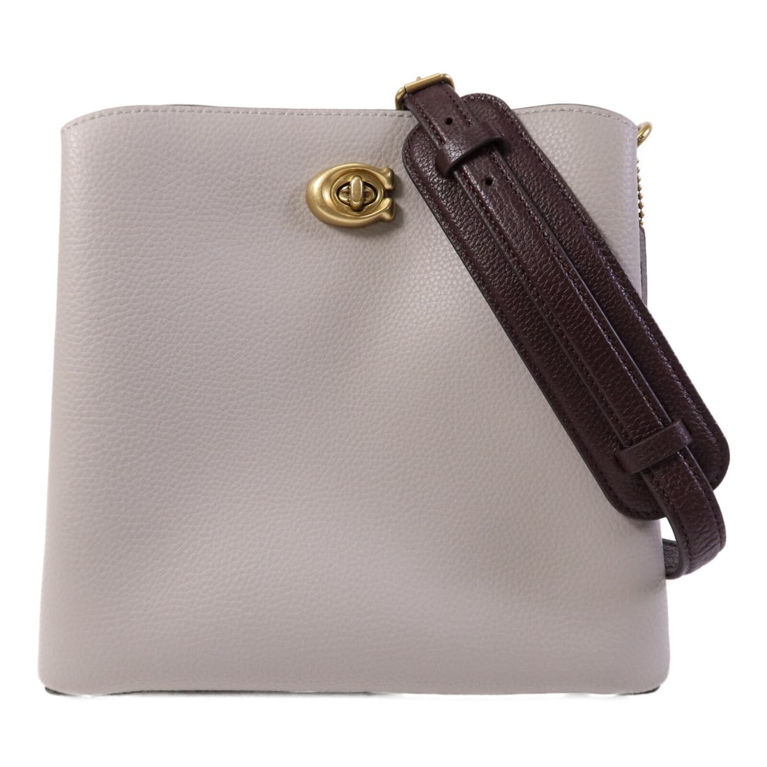 Coach Grey Calfskin Leather Shoulder Bag with Gold Hardware E2272-C3766: Coach Grey Calfskin Leather Shoulder Bag with Gold Hardware E2272-C3766 This COACH shoulder bag features a sophisticated gray calfskin leather exterior, offering both durability and a refined look. De