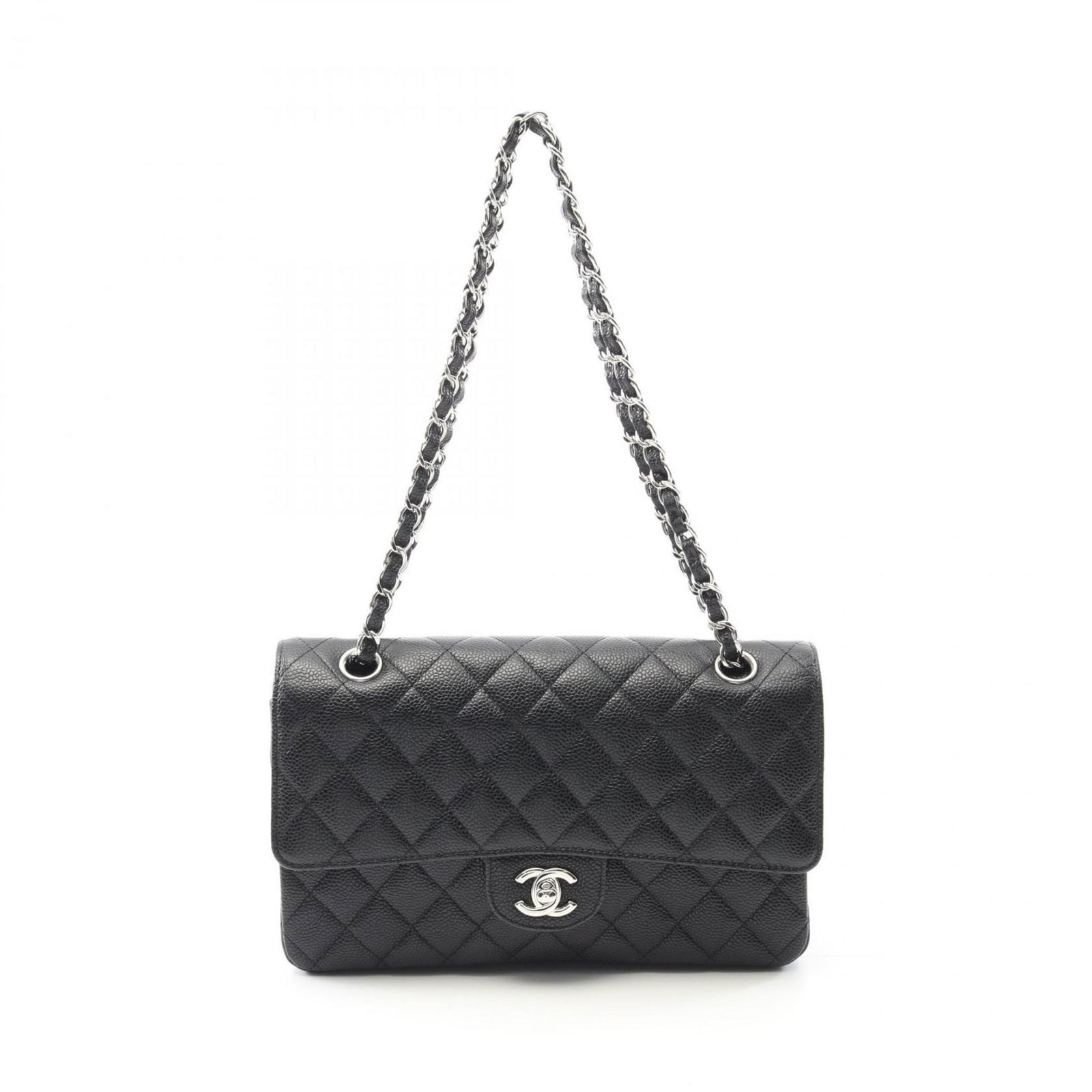 Black Leather Chanel Timeless Handbag 16cm x 25cm x 6.5cm: Black Leather Chanel Timeless Handbag 16cm x 25cm x 6.5cm This Chanel Timeless handbag features a classic black leather design, offering an elegant and versatile accessory. The bag is designed for wom