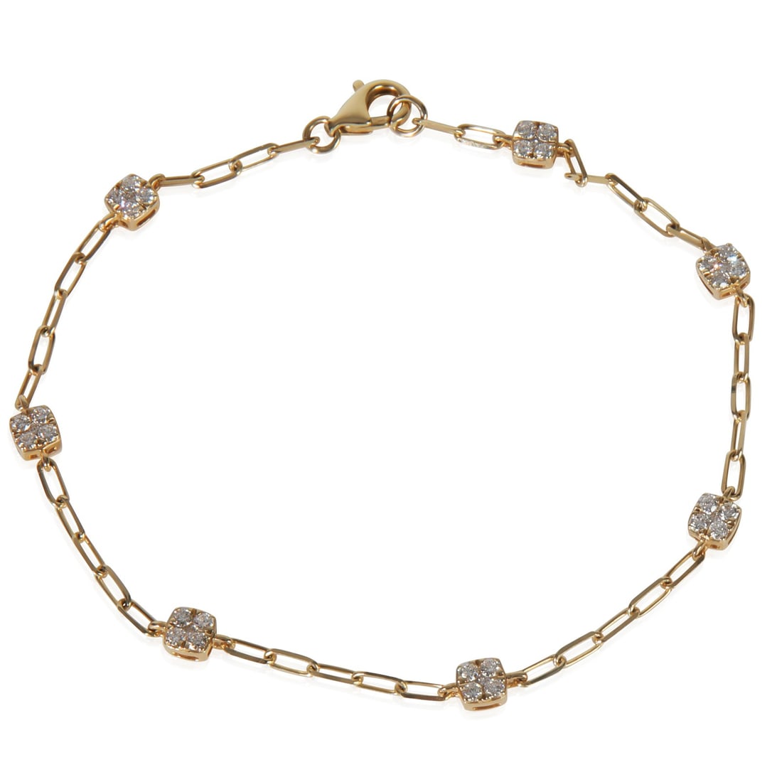 14K Yellow Gold Diamond Cluster Station Bracelet 0.51ct SI1: 14K Yellow Gold Diamond Cluster Station Bracelet 0.51ct SI1 This exquisite Yellow Gold Diamond Cluster Station Bracelet is crafted from high-quality 14K yellow gold. Featuring a stunning round brillia