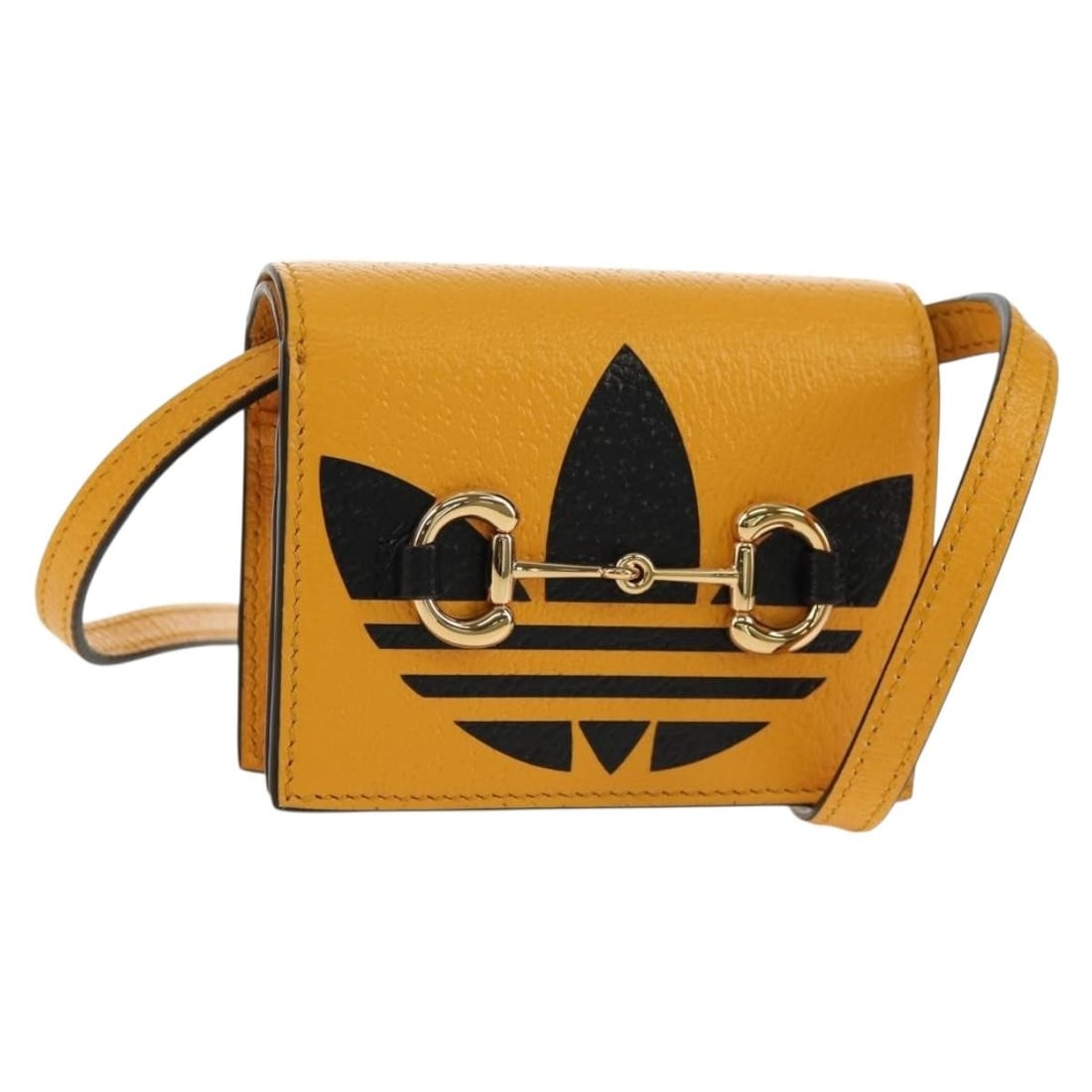 Gucci Yellow Gold 702248 Leather Shoulder Wallet with Dust Bag: Gucci Yellow Gold 702248 Leather Shoulder Wallet with Dust Bag This Gucci shoulder wallet bag features a sleek yellow and gold leather exterior and is crafted in Italy. The compact bag is designed wit