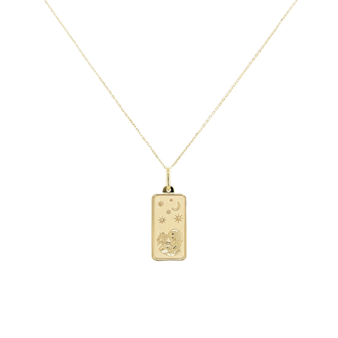 Virgo Zodiac Necklace 14K Yellow Gold Sabrina Designs Co: Virgo Zodiac Necklace 14K Yellow Gold Sabrina Designs Co This elegant Virgo Zodiac Dog Tag Necklace is crafted from high-quality 14K yellow gold, making it a perfect accessory for any occasion. With a