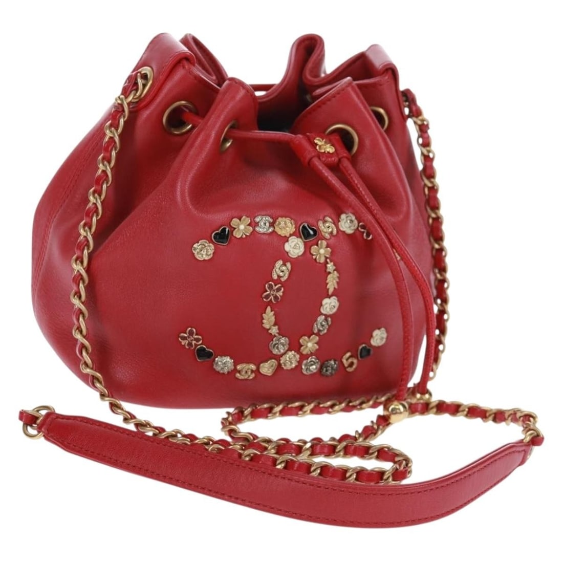 Chanel Pink Leather Shoulder Bag with Gold Chain and CC Logo (1 of 18)