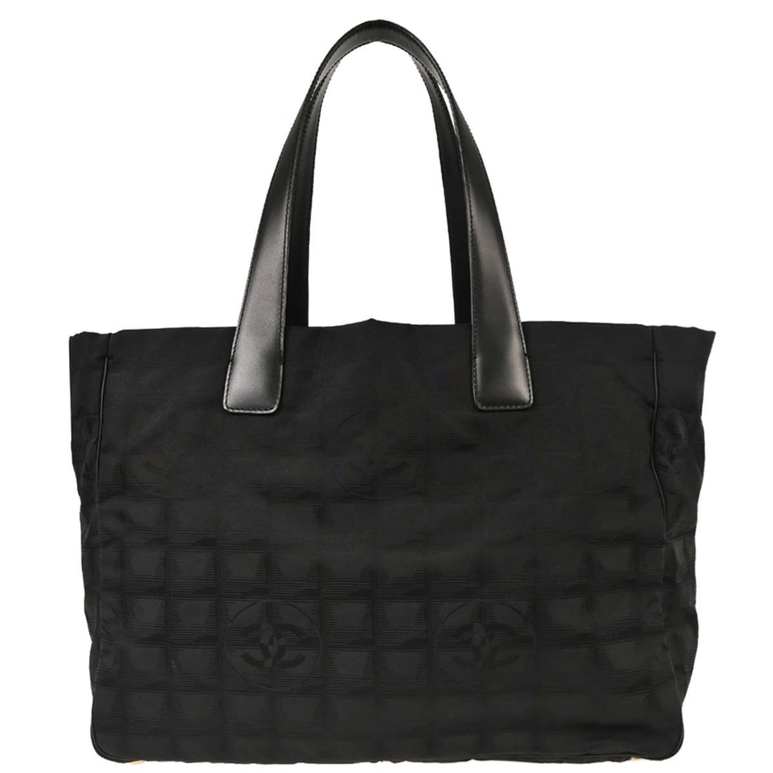 Chanel Black Jacquard Nylon Travel Line Medium Tote Handbag (1 of 10)