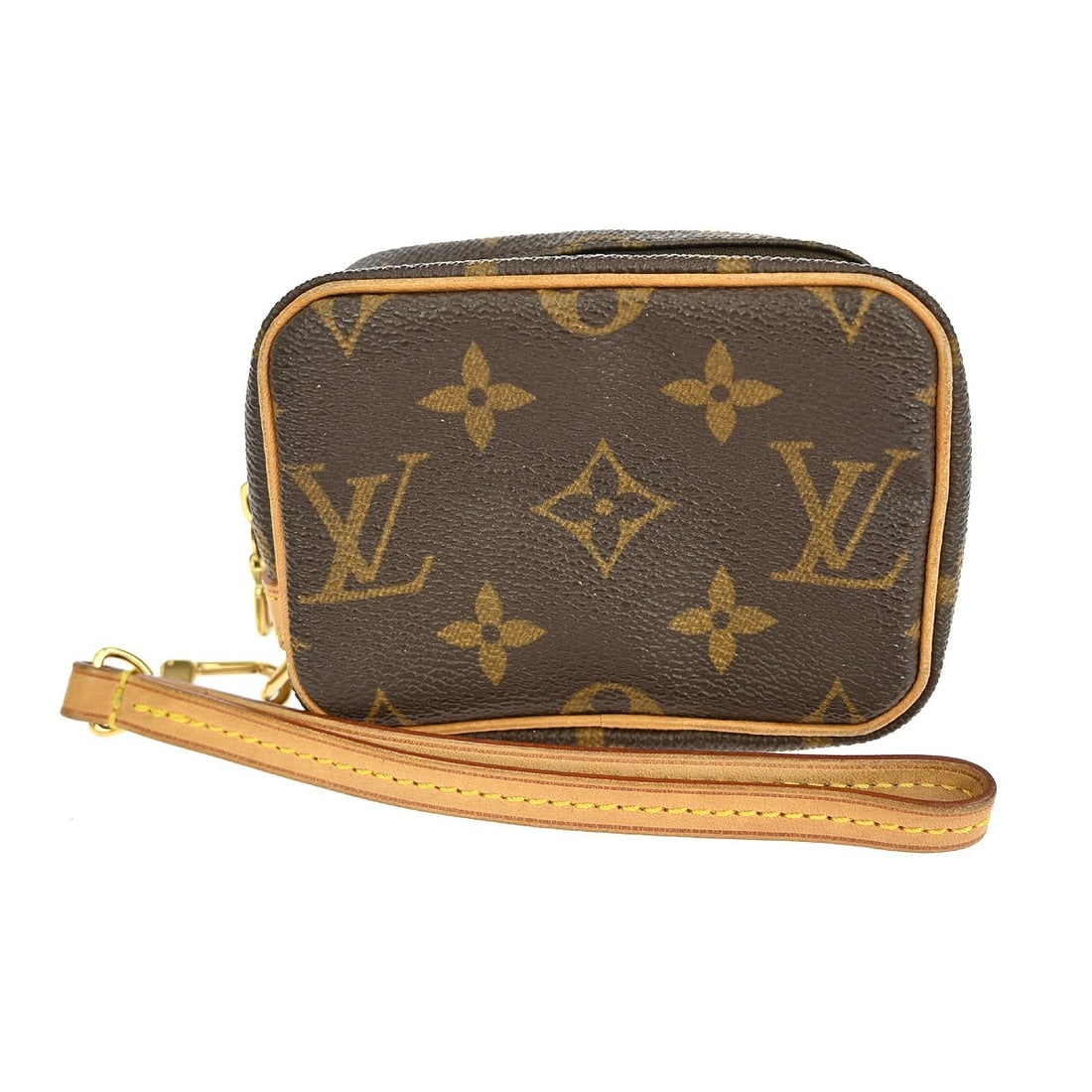 Louis Vuitton Monogram Wapity Mini Canvas Pouch M58030 with Zip Closure: Louis Vuitton Monogram Wapity Mini Canvas Pouch M58030 with Zip Closure This Louis Vuitton Monogram Trousse Wapity Pouch features a classic brown monogram canvas exterior with logo accents and a zip c