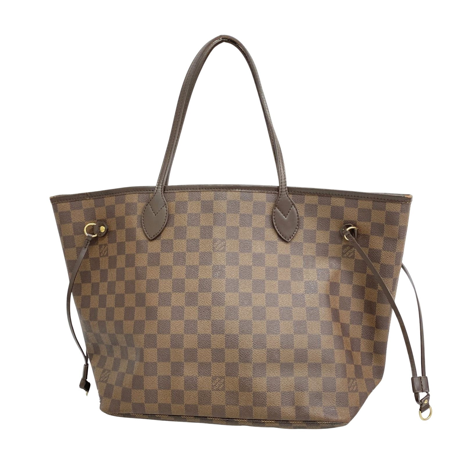 Brown Canvas Neverfull MM Tote by Louis Vuitton for Women: Brown Canvas Neverfull MM Tote by Louis Vuitton for Women This Louis Vuitton Neverfull MM tote features a brown canvas exterior and is designed for women. The bag is crafted in France and has a spacio