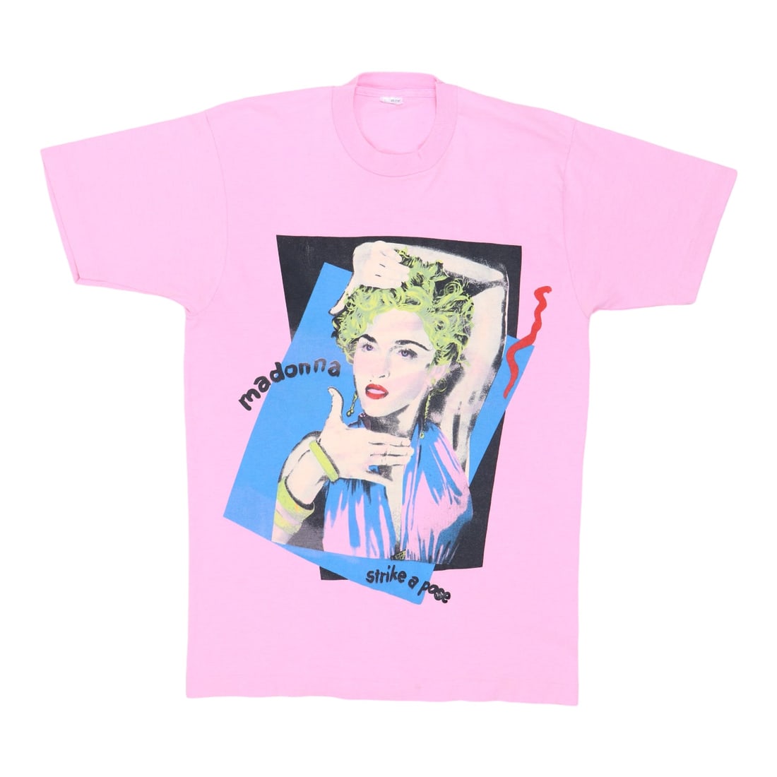 Vintage 1990 Madonna Vogue Pink Cotton T-Shirt Strike A Pose Graphic: Vintage 1990 Madonna Vogue Pink Cotton T-Shirt Strike A Pose Graphic This is an original vintage 1990 Madonna 'Strike A Pose Vogue' shirt, featuring a pink color and made from 100% cotton. It is not a