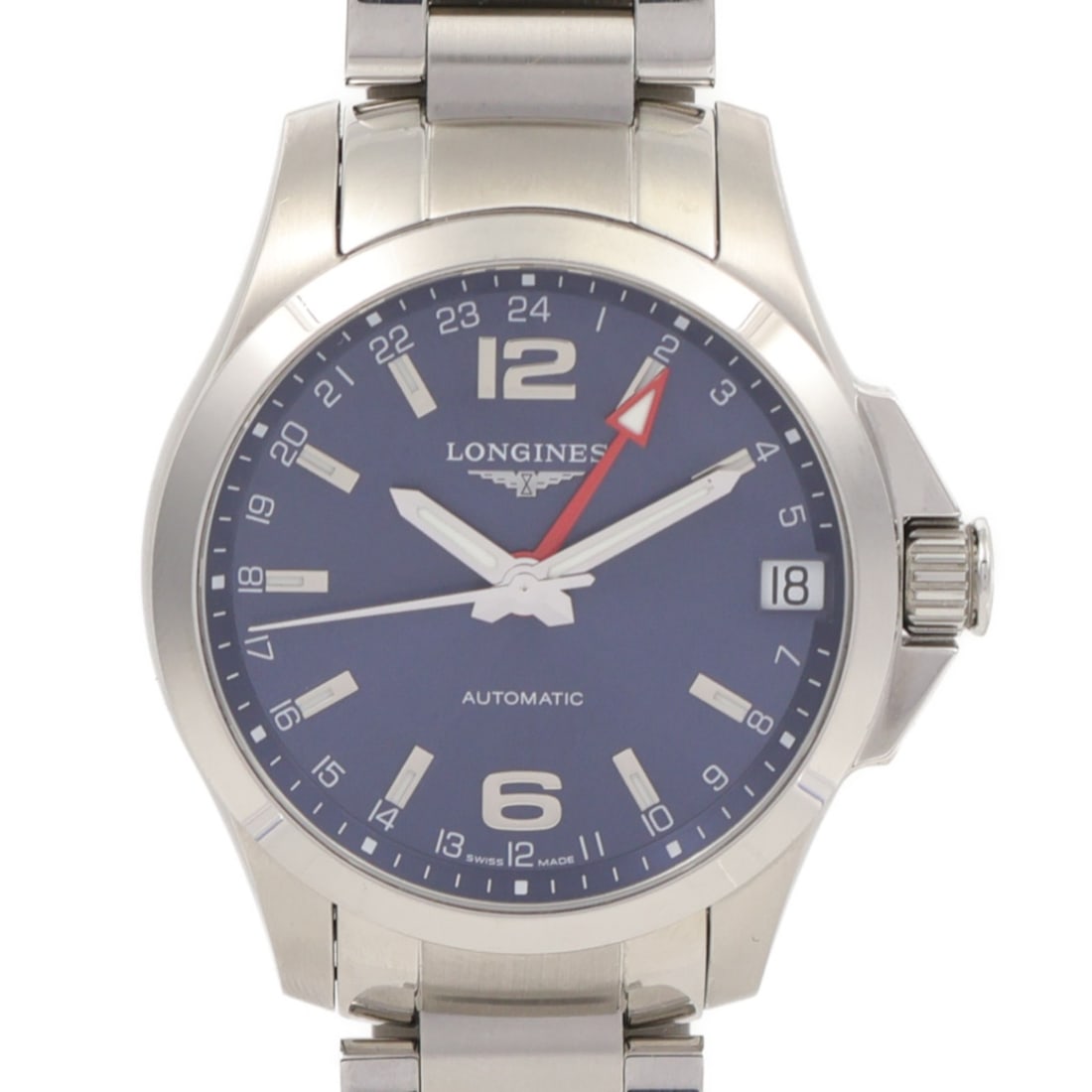 LONGINES Conquest GMT Automatic Stainless Steel Blue Watch L3.687.4: LONGINES Conquest GMT Automatic Stainless Steel Blue Watch L3.687.4 Introducing the LONGINES Conquest GMT Automatic Watch, a perfect fusion of style and functionality. This exquisite wristwatch featur