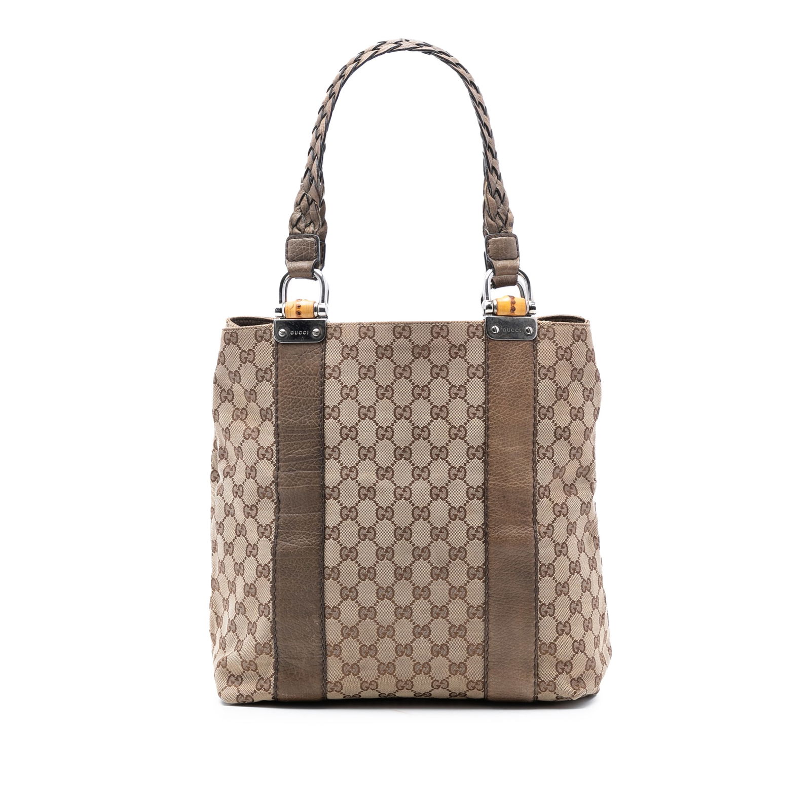 Gucci Bamboo Libeccio GG Canvas Large Tote Bag with Braided Straps (1 of 7)