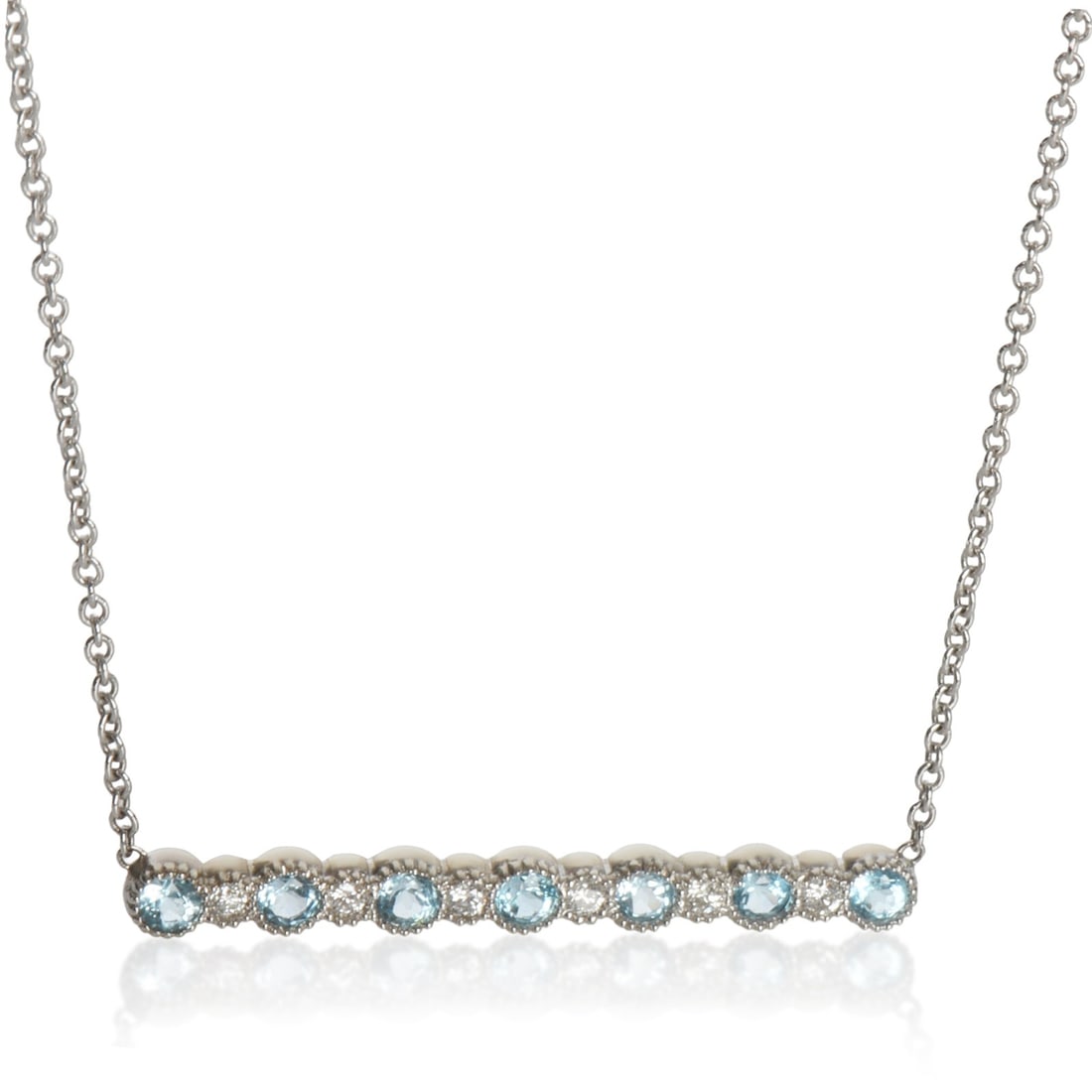 14K White Gold Round Topaz Pendant with Diamond Accents: 14K White Gold Round Topaz Pendant with Diamond Accents This pre-owned pendant features a round brilliant-cut white topaz as the main stone, accented by diamonds with a total carat weight of 0.08. Cra