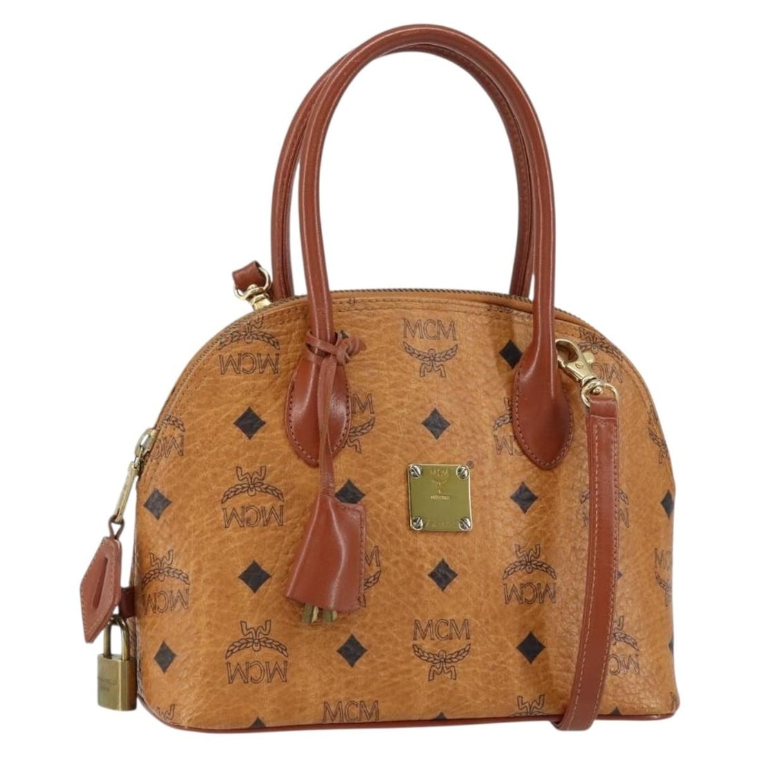 MCM Logogram Vicetos 2-Way Hand Bag PVC Leather Brown Gold Auth: MCM Logogram Vicetos 2-Way Hand Bag PVC Leather Brown Gold Auth This MCM Logogram Vicetos Hand Bag is a stylish and functional accessory crafted from durable PVC leather in an elegant brown and gold c