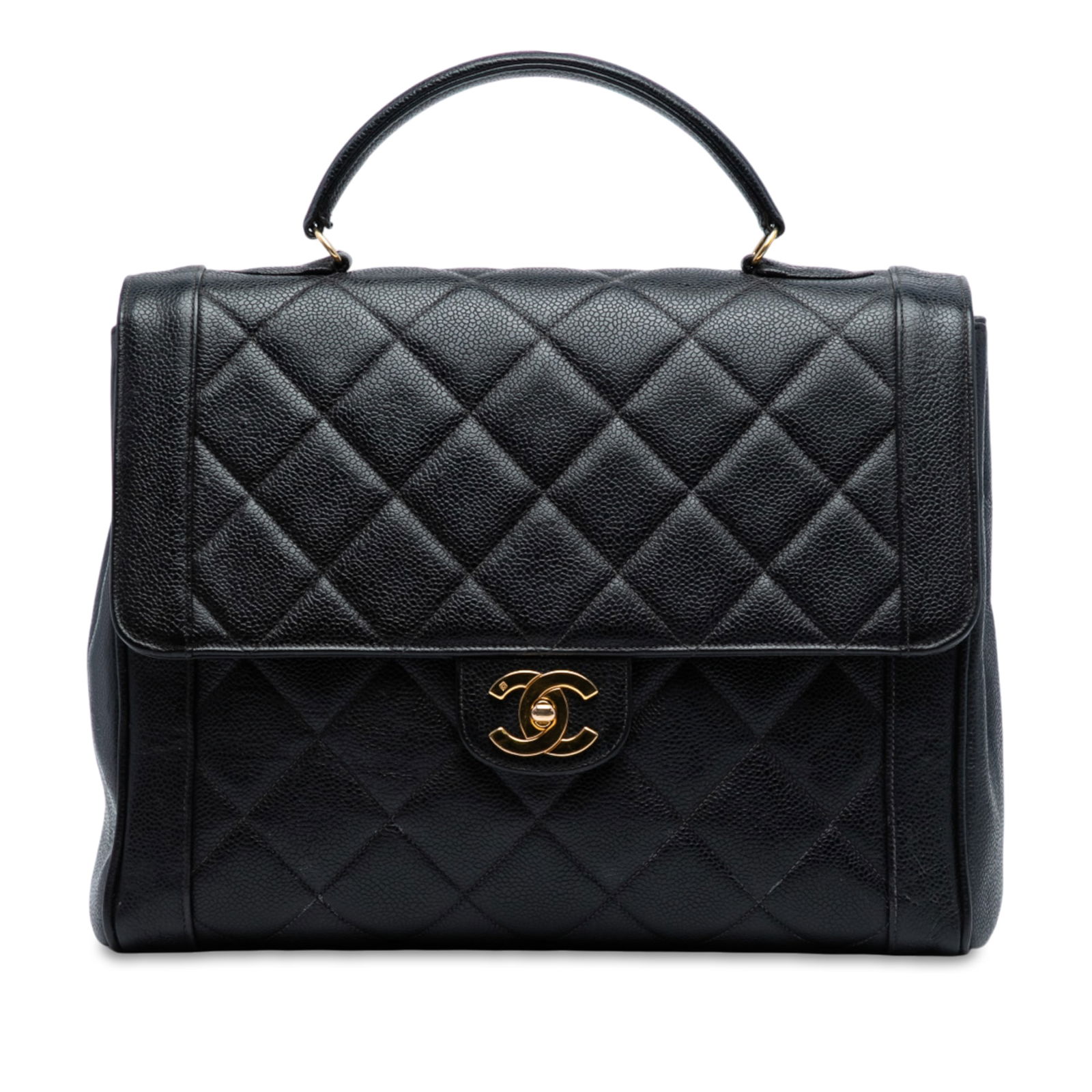 Chanel Jumbo CC Quilted Caviar Black Top Handle Bag: Chanel Jumbo CC Quilted Caviar Black Top Handle Bag Introducing the Chanel Jumbo CC Quilted Caviar Kelly Top Handle Bag, a luxurious accessory crafted from premium caviar leather. This stylish bag fea