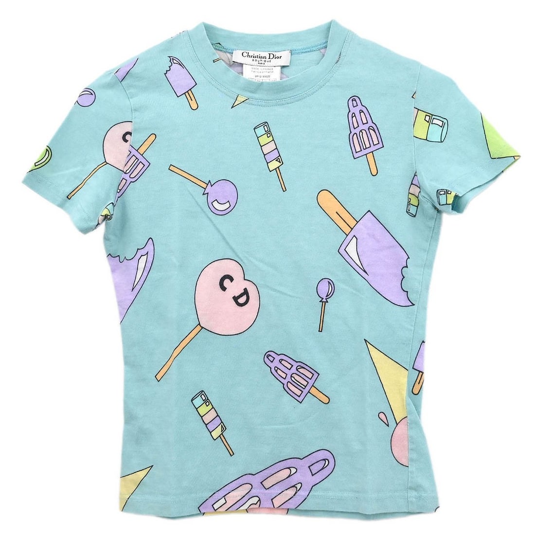 Dior Light Blue Cotton T-Shirt Short Sleeve Logo #38: Dior Light Blue Cotton T-Shirt Short Sleeve Logo #38 Elevate your casual wardrobe with this light blue short sleeve T-shirt from Christian Dior. Crafted from 100% cotton, it offers a comfortable fit p