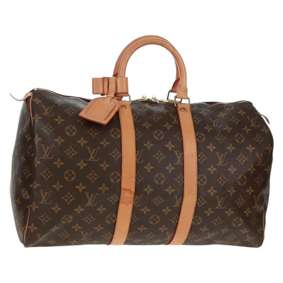 Louis Vuitton Keepall 45 Monogram Canvas Boston Travel Bag M41428: Louis Vuitton Keepall 45 Monogram Canvas Boston Travel Bag M41428 This Louis Vuitton Monogram Keepall 45 Boston Bag is crafted from signature monogram canvas with natural leather trim, offering a clas
