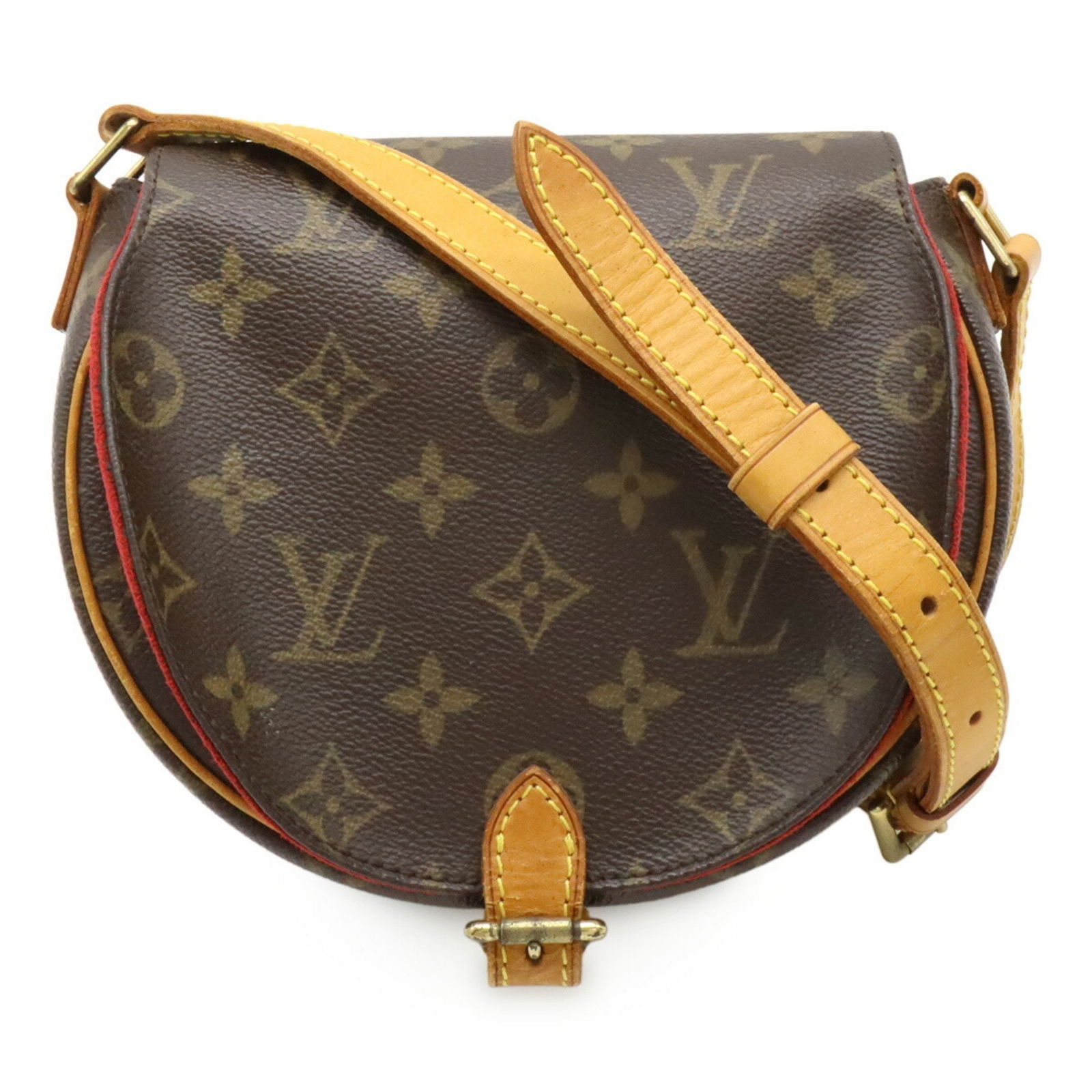 Louis Vuitton Tambourine Brown Canvas Shoulder Bag: Louis Vuitton Tambourine Brown Canvas Shoulder Bag This Louis Vuitton Tambourine bag is crafted from brown canvas and features a compact, rounded silhouette. Designed for women, it offers a stylish an