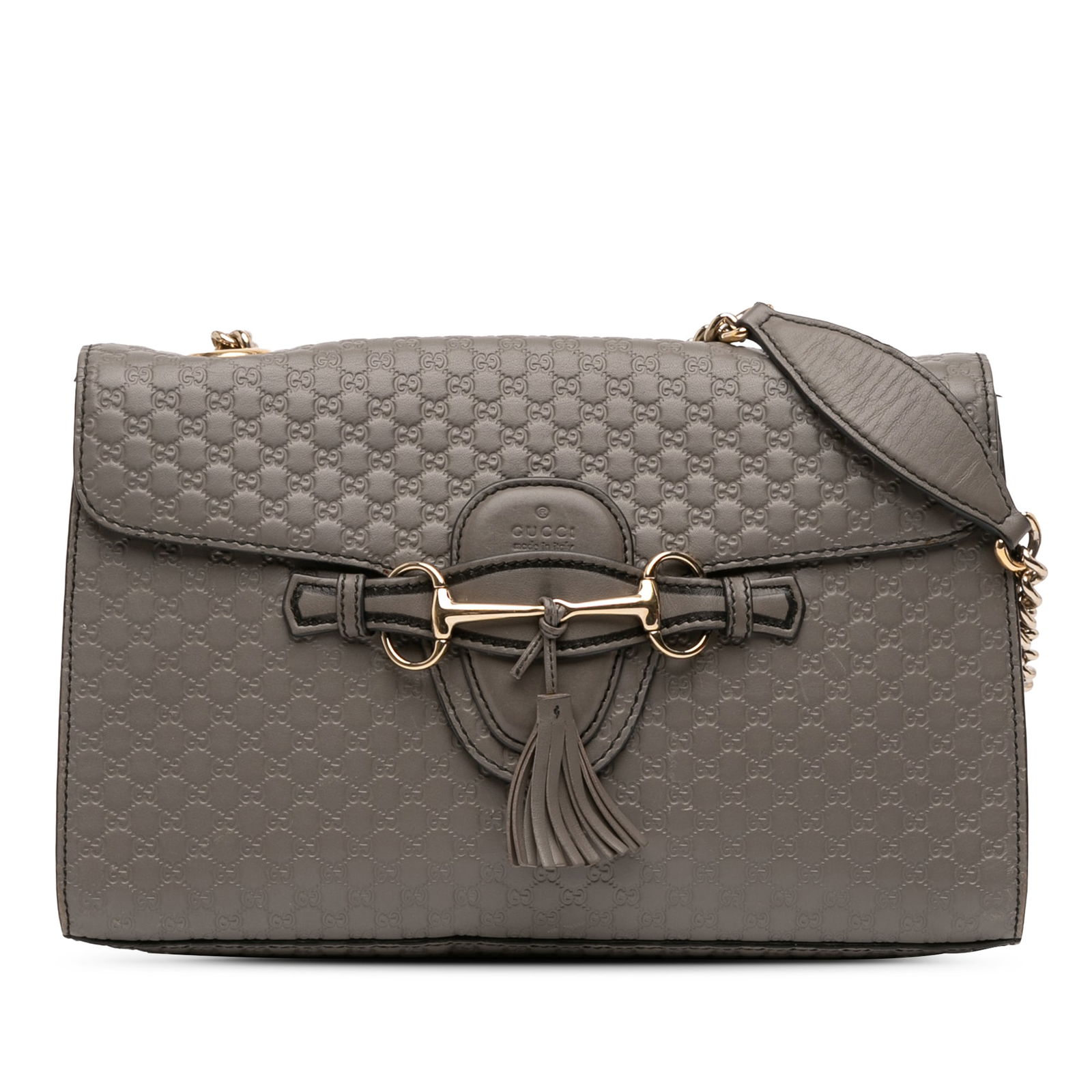 Gucci Emily Microguccissima Medium Embossed Leather Shoulder Bag Brown: Gucci Emily Microguccissima Medium Embossed Leather Shoulder Bag Brown This Gucci Medium Microguccissima Emily Shoulder Bag features an embossed leather body in brown, a curb chain strap, a front flap