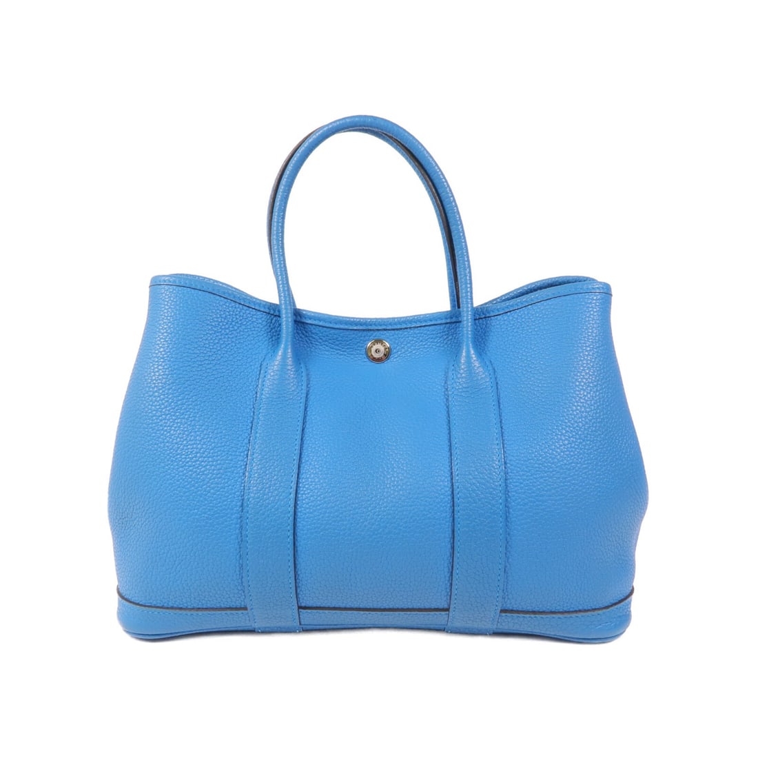 HERMES Garden Party TPM Tote Bag Turquoise Clemence Leather: HERMES Garden Party TPM Tote Bag Turquoise Clemence Leather This elegant HERMES Garden Party TPM Tote Bag is crafted from high-quality Clemence leather, showcasing a stunning turquoise exterior that a