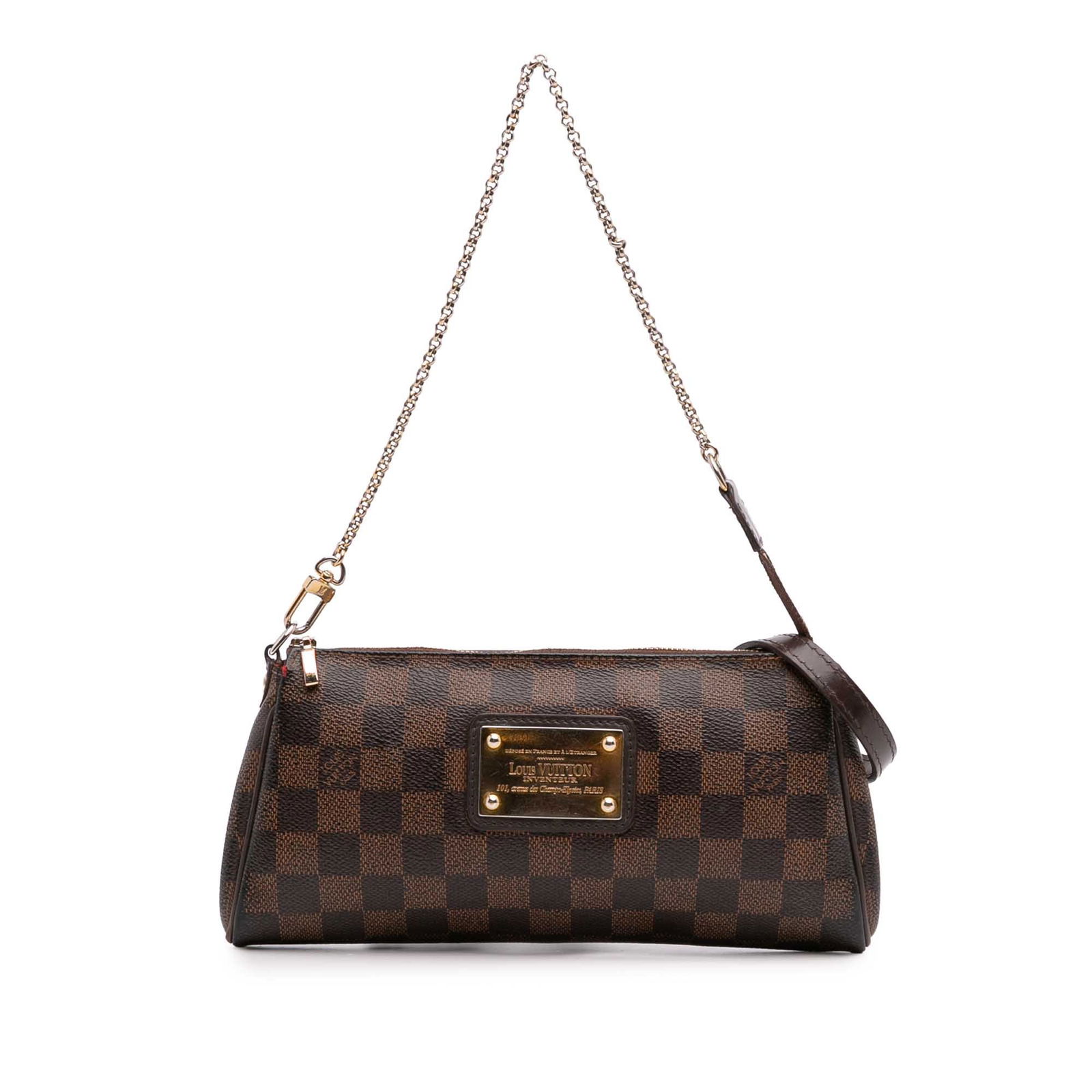 Louis Vuitton Damier Ebene Eva Bag with Gold Chain Strap (1 of 12)